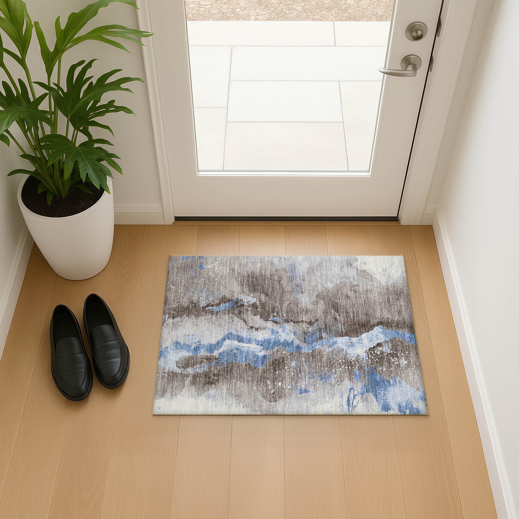 Reykjavik Machine Washable Transitional Taupe Brown Rug 1'8" x 2'6" #shape_Rectangle