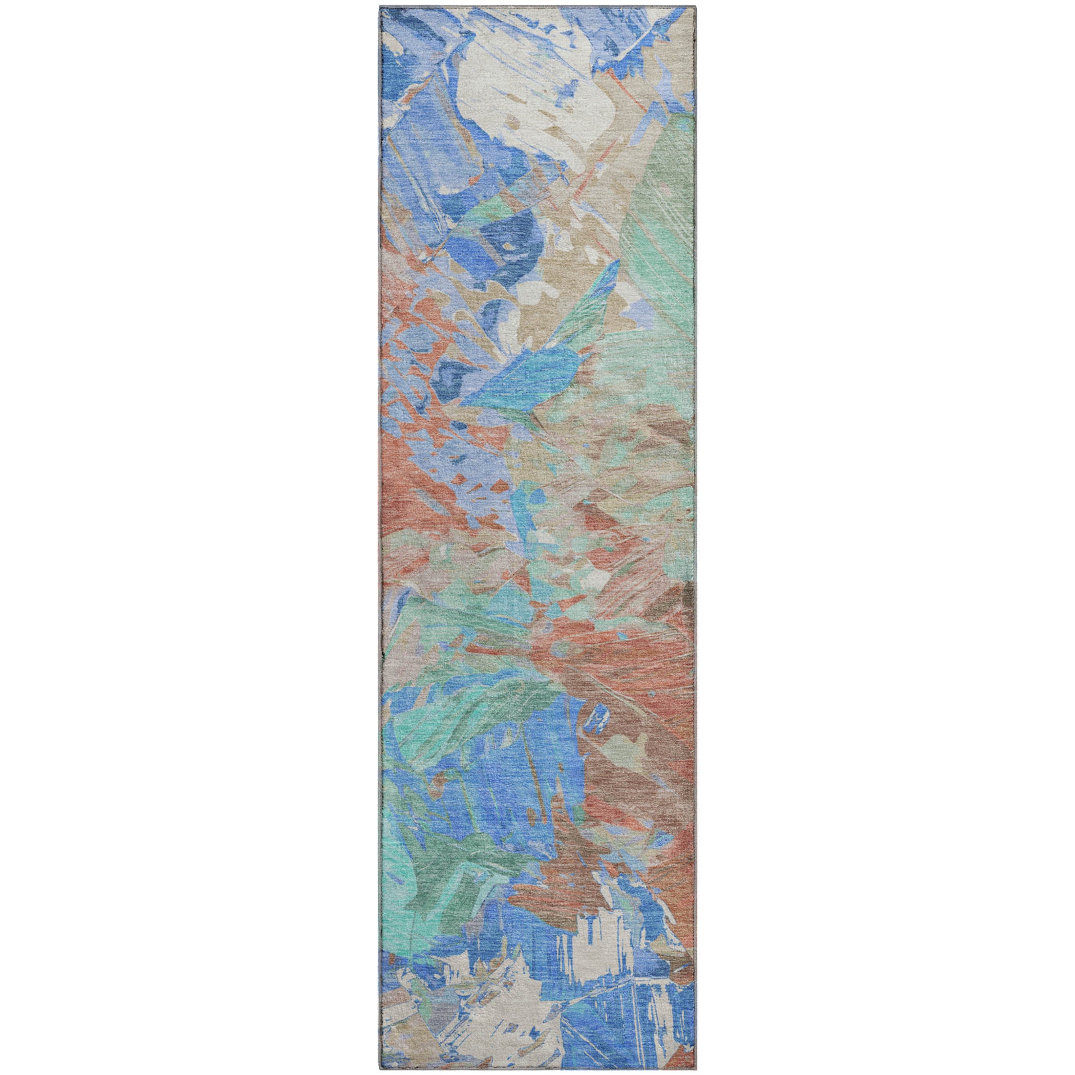 Havana Machine Washable Transitional Coral Orange Rug 2'3" x 7'6" #shape_Runner