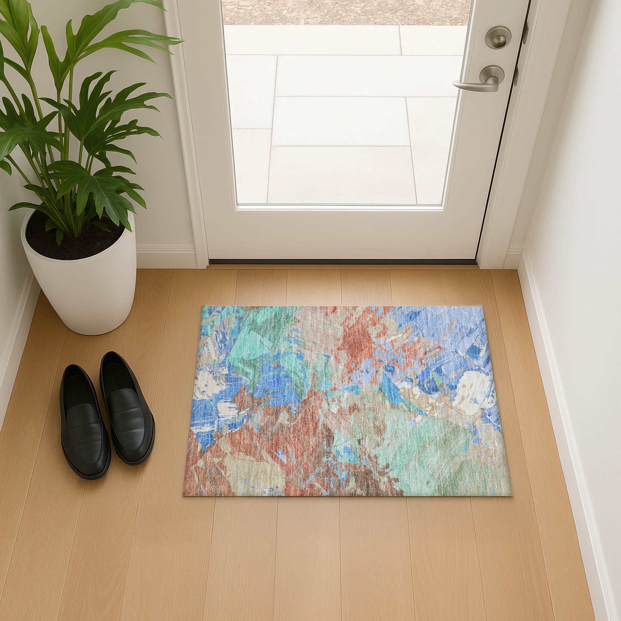 Havana Machine Washable Transitional Coral Orange Rug 1'8" x 2'6" #shape_Rectangle