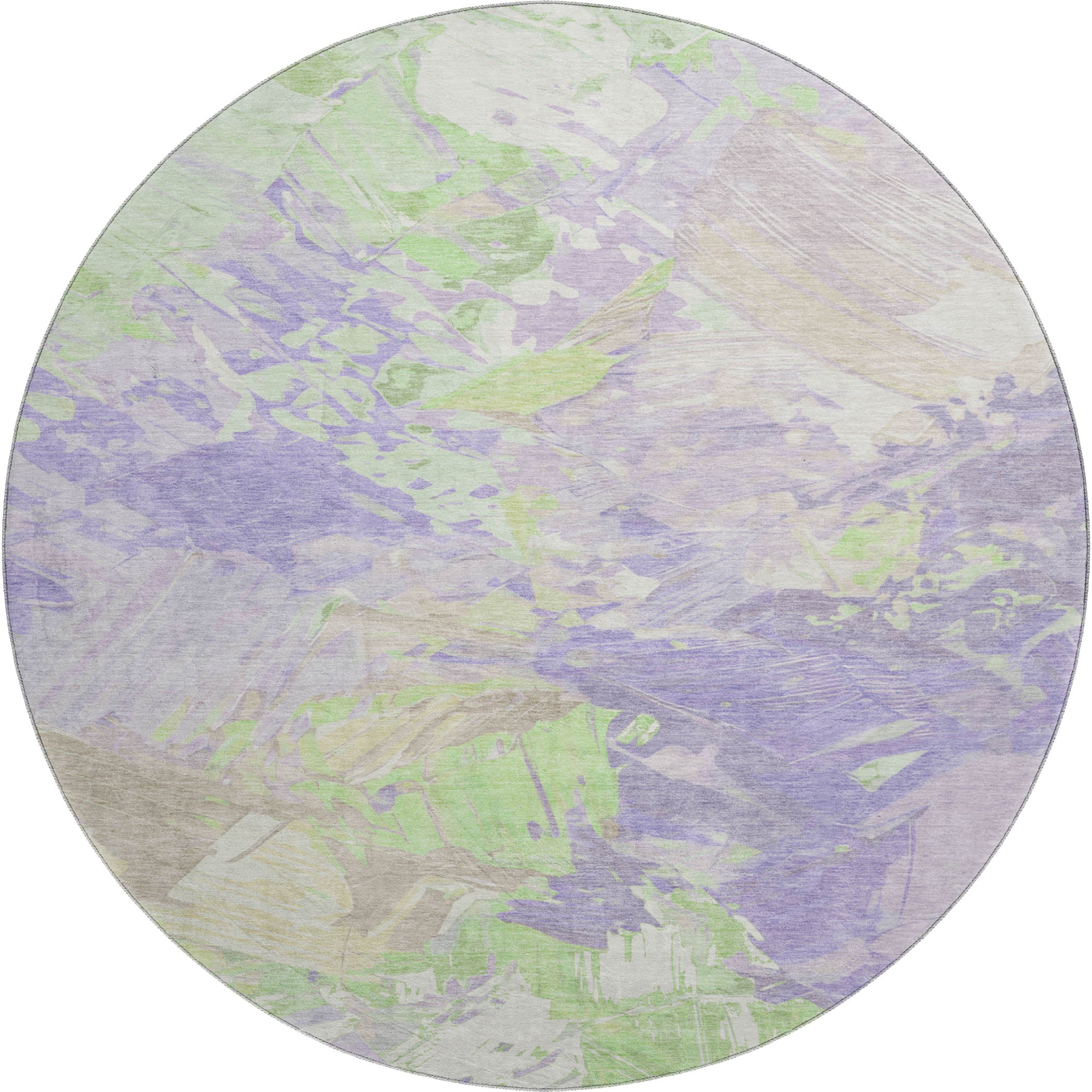 Havana Machine Washable Transitional Lavender Purple Rug 8' x 8' #shape_Round