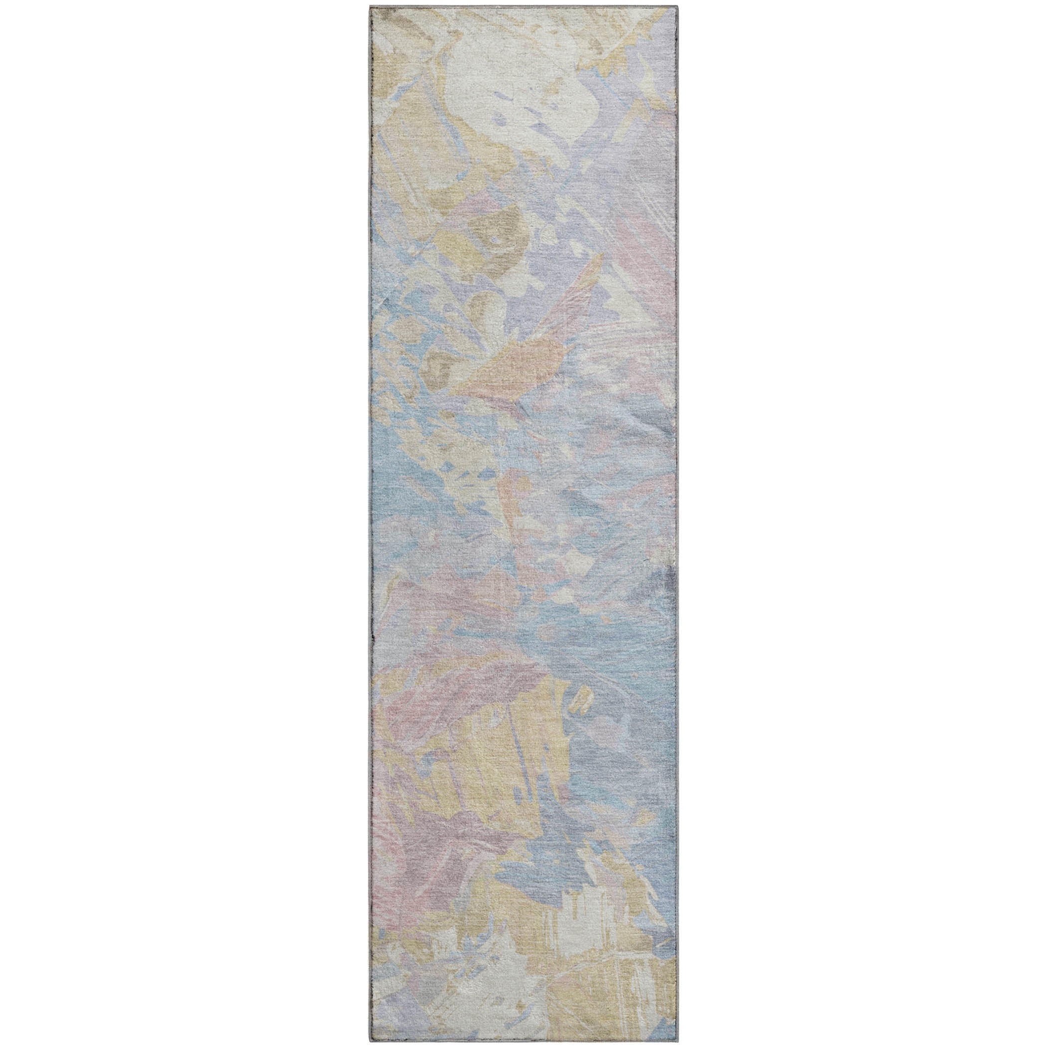 Havana Machine Washable Transitional Sky Blue Rug 2'3" x 7'6" #shape_Runner