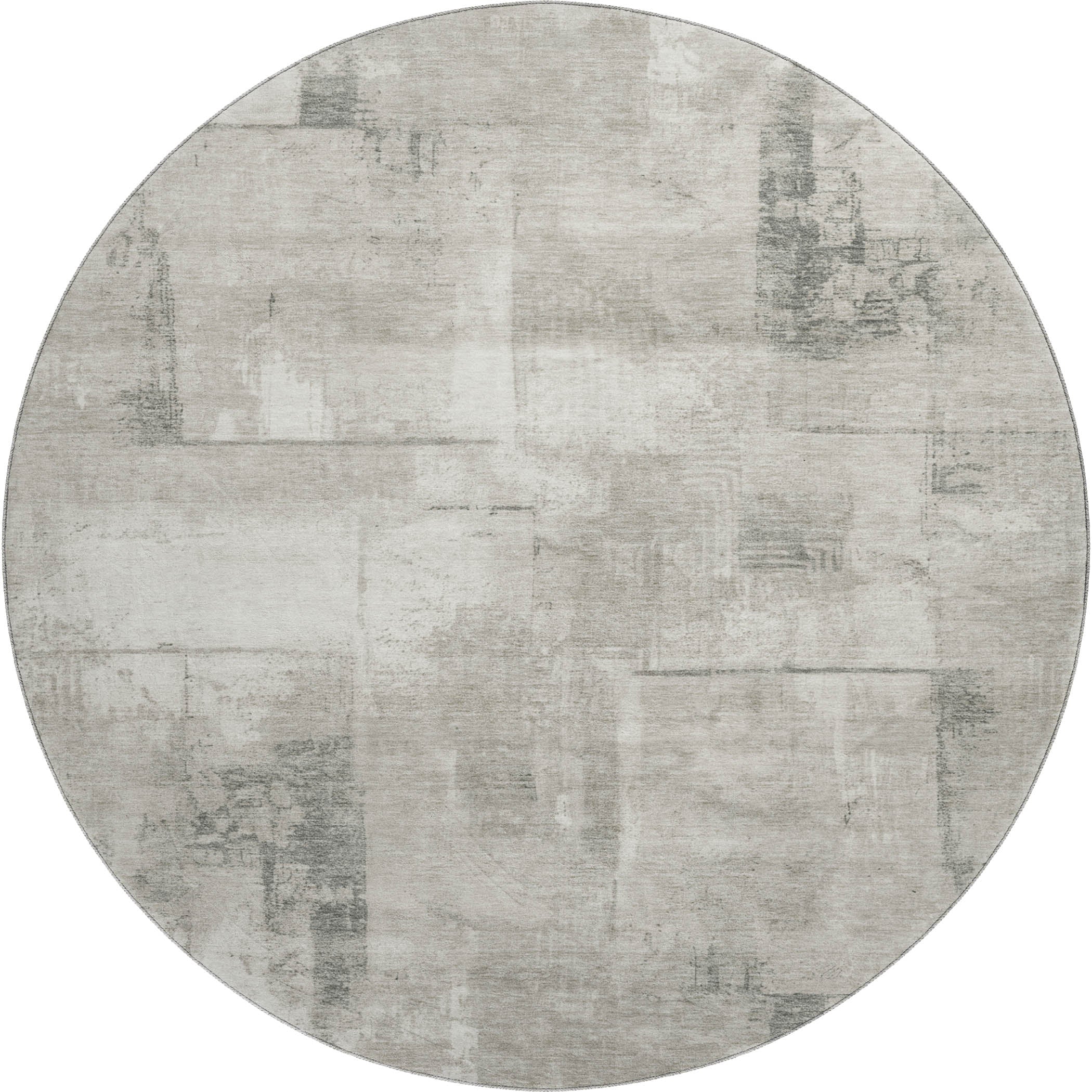 Athens Machine Washable Transitional Beige Brown Rug 8' x 8' #shape_Round