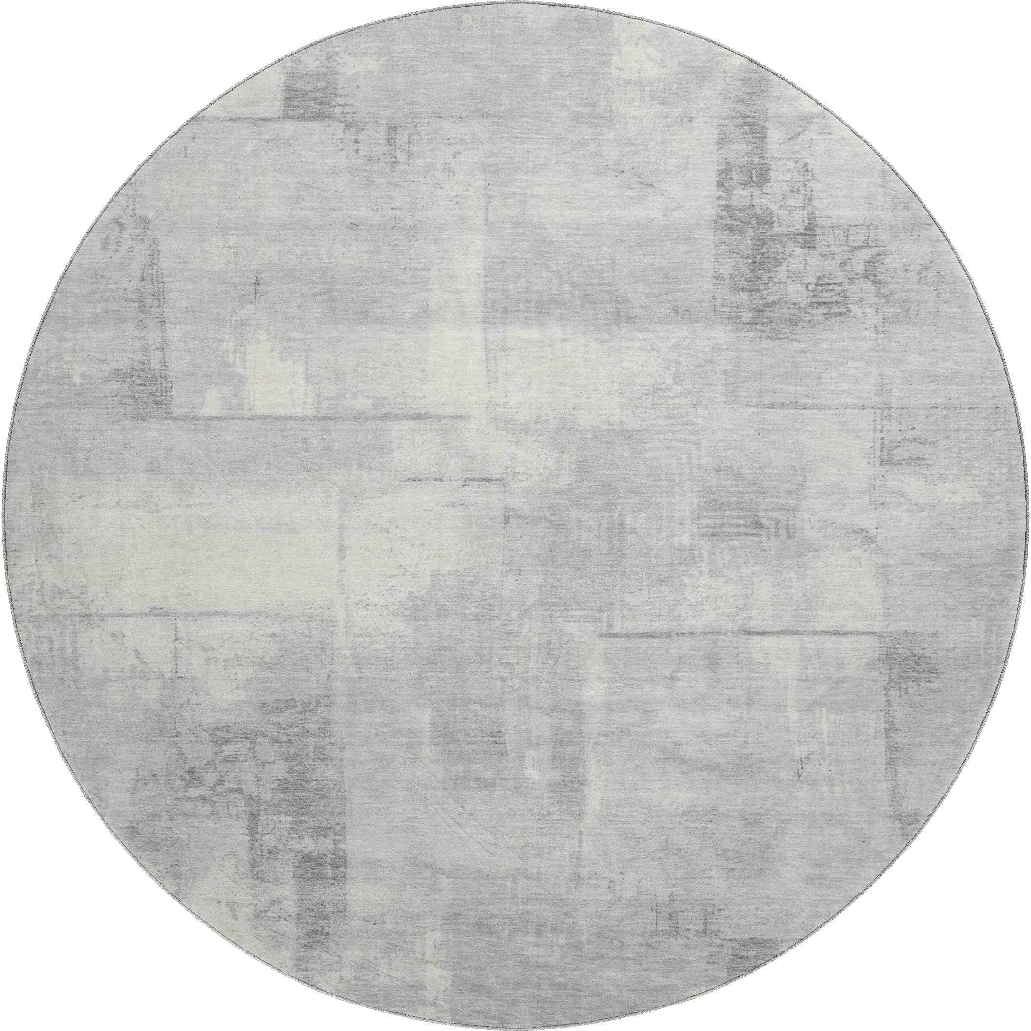 Athens Machine Washable Transitional Gray Rug 8' x 8' #shape_Round