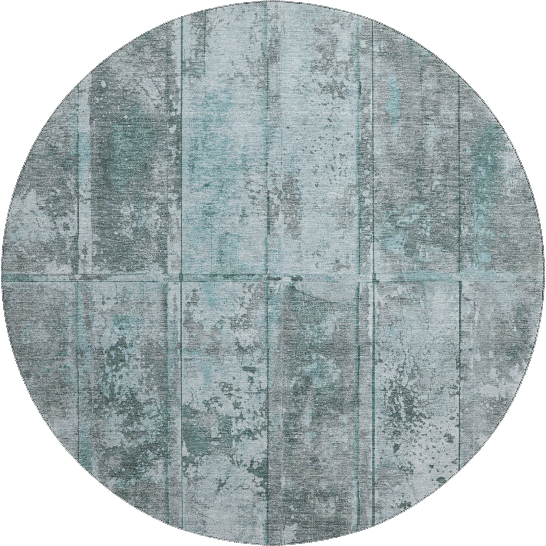 Athens Machine Washable Transitional Teal Rug 8' x 8' #shape_Round