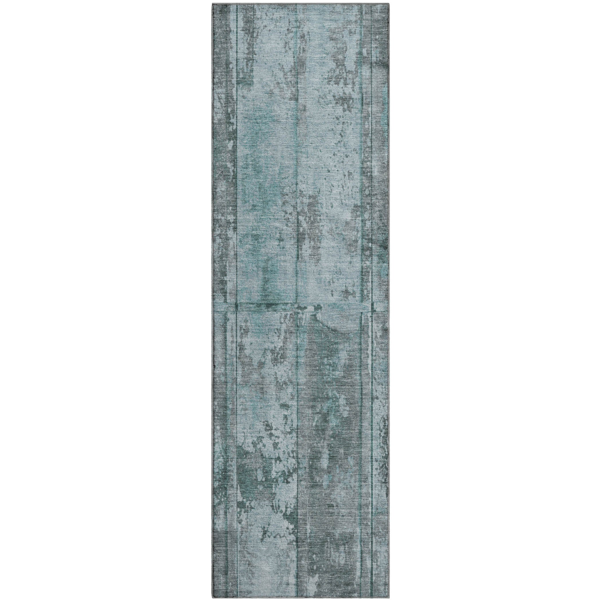 Athens Machine Washable Transitional Teal Rug 2'3" x 7'6" #shape_Runner