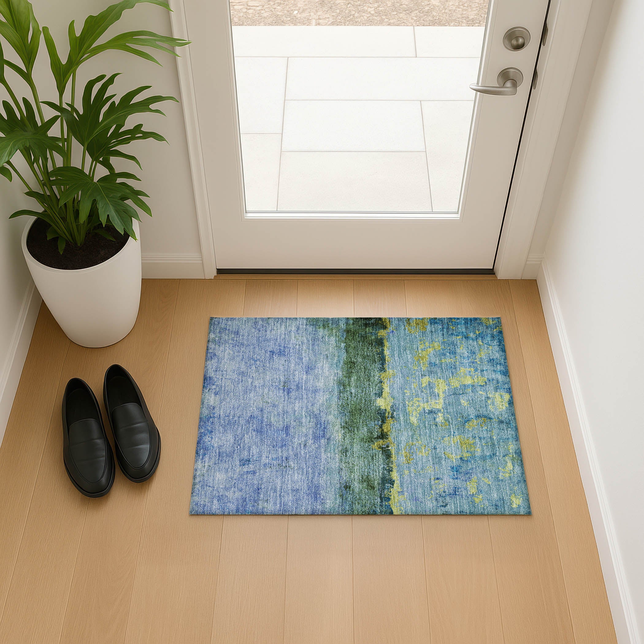 Jaipur Machine Washable Transitional Blue Rug 1'8" x 2'6" #shape_Rectangle