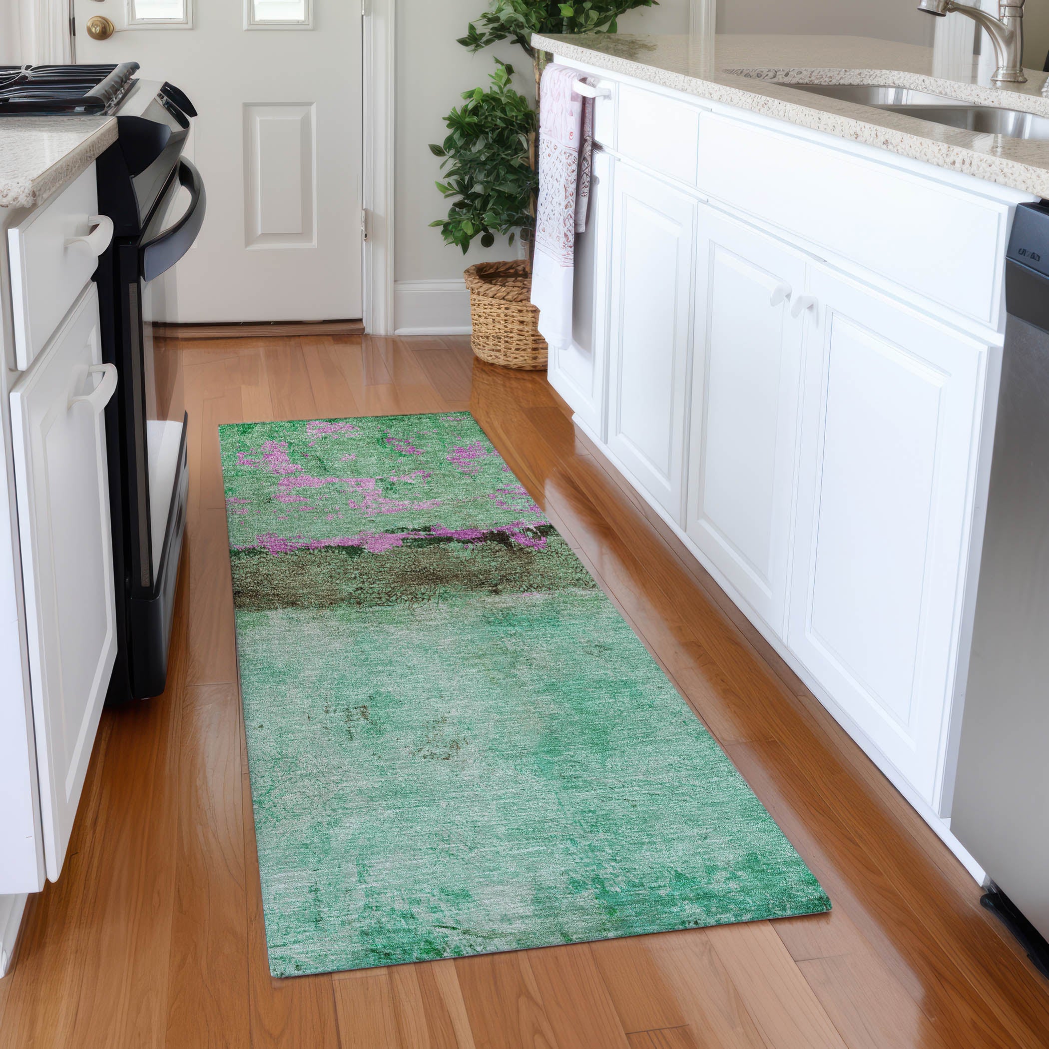 Jaipur Machine Washable Transitional Green Rug 2'3" x 7'6" #shape_Runner