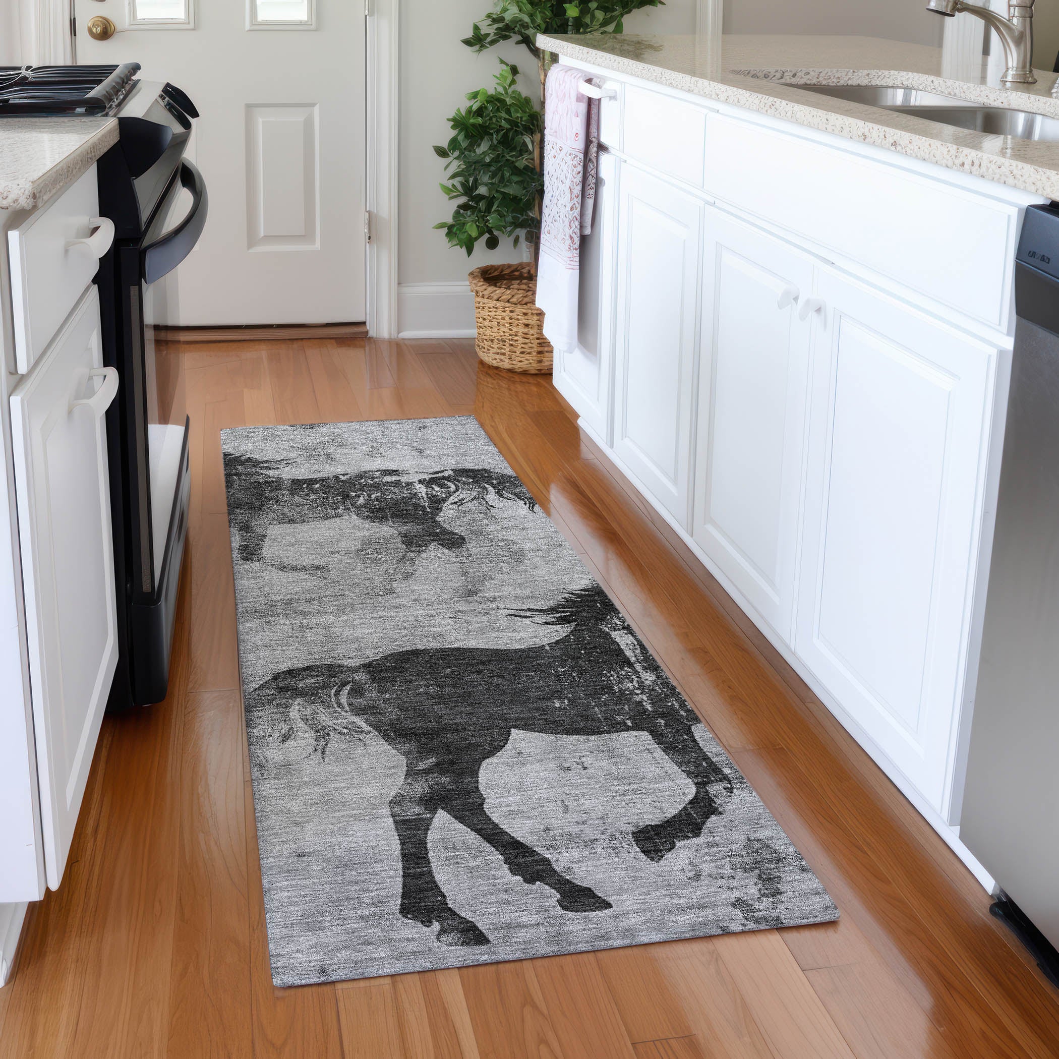 Lucerne Machine Washable Transitional Gray Rug 2'3" x 7'6" #shape_Runner