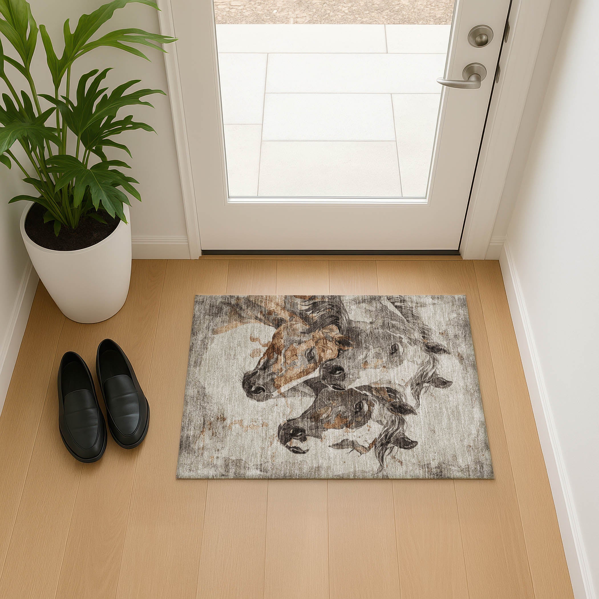 Vienna Machine Washable Transitional Beige Brown Rug 1'8" x 2'6" #shape_Rectangle