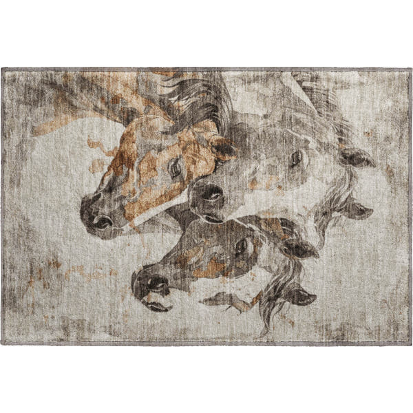 Vienna Machine Washable Transitional Beige Brown Rug 1'8" x 2'6"