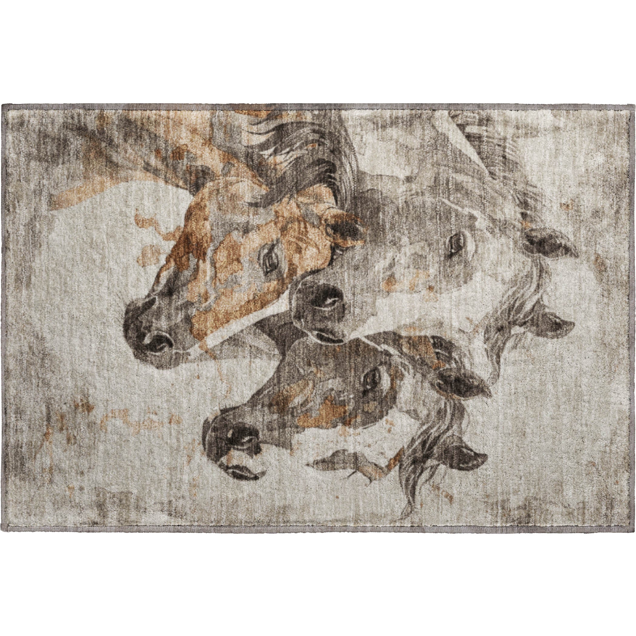 Vienna Machine Washable Transitional Beige Brown Rug 1'8" x 2'6" #shape_Rectangle