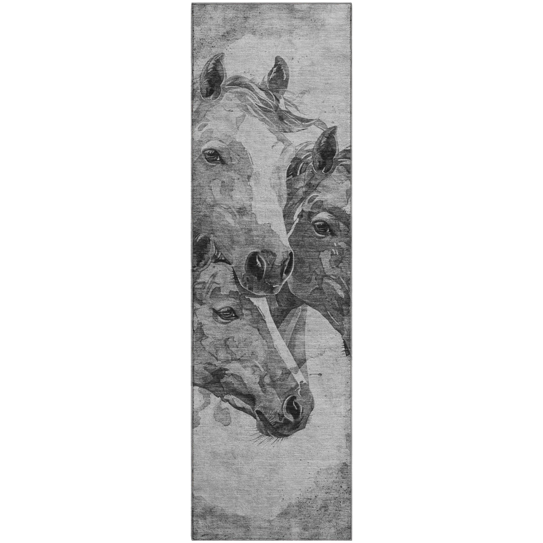 Vienna Machine Washable Transitional Gray Rug 2'3" x 7'6" #shape_Runner