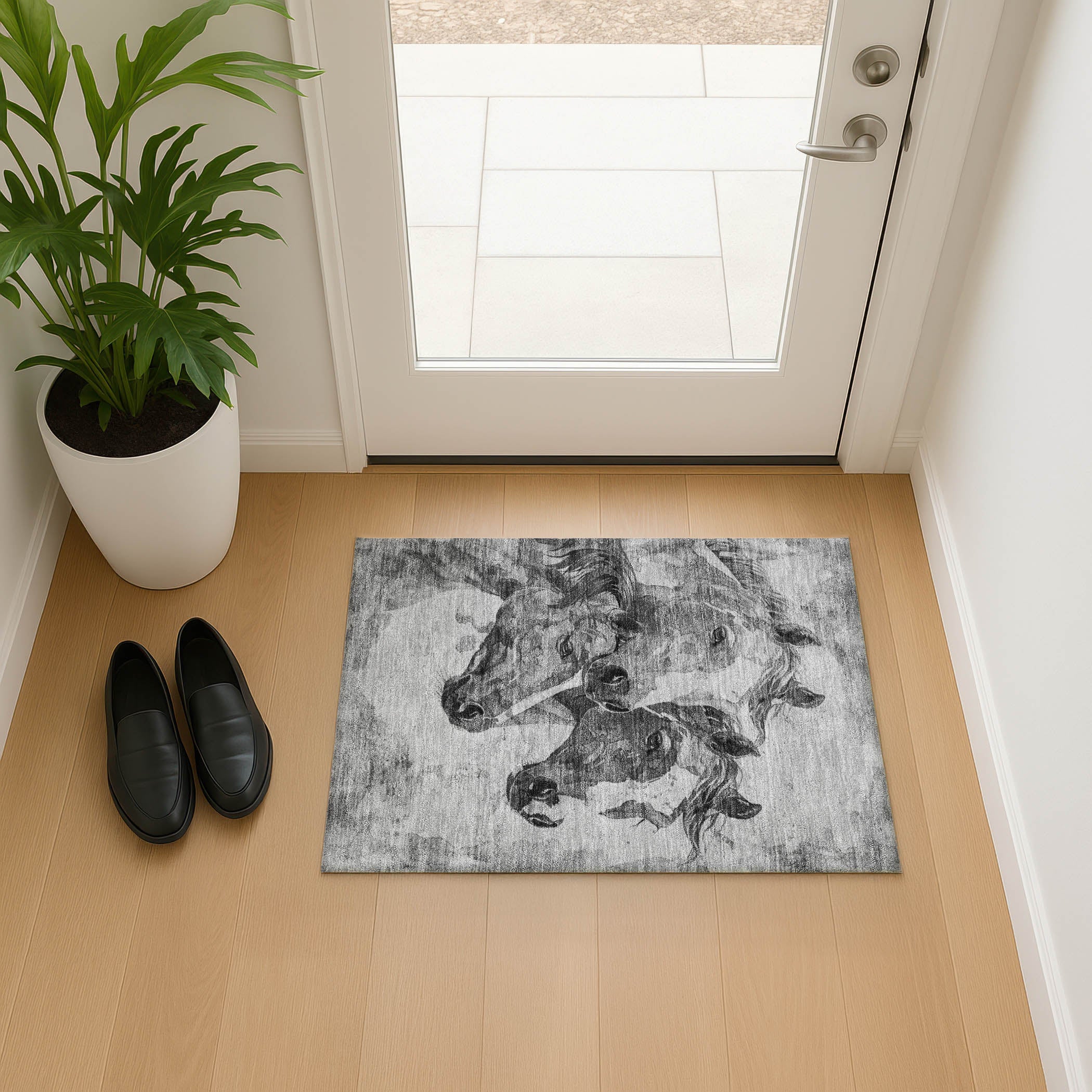 Vienna Machine Washable Transitional Gray Rug 1'8" x 2'6" #shape_Rectangle