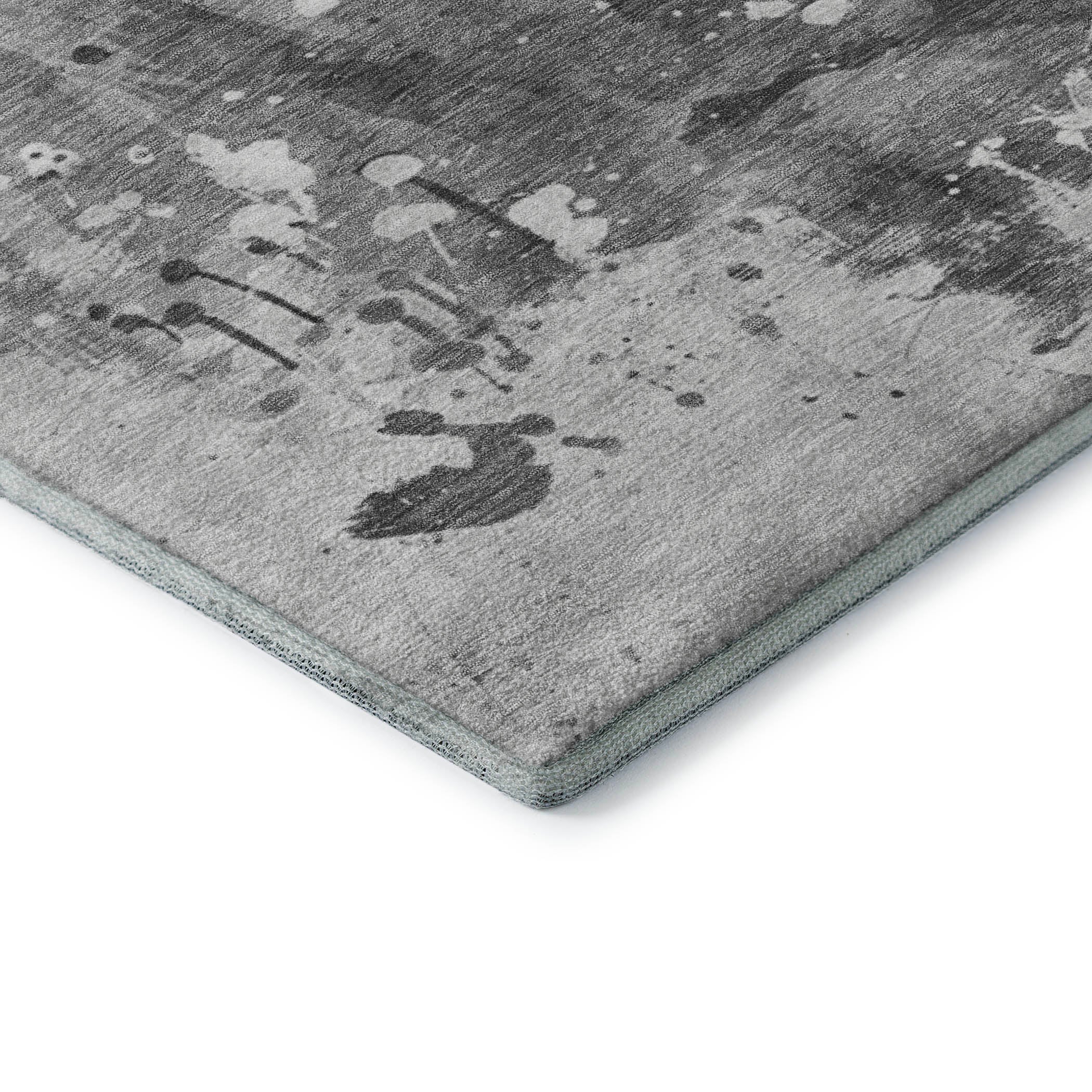Split Machine Washable Transitional Gray Rug 1'8" x 2'6" #shape_Rectangle