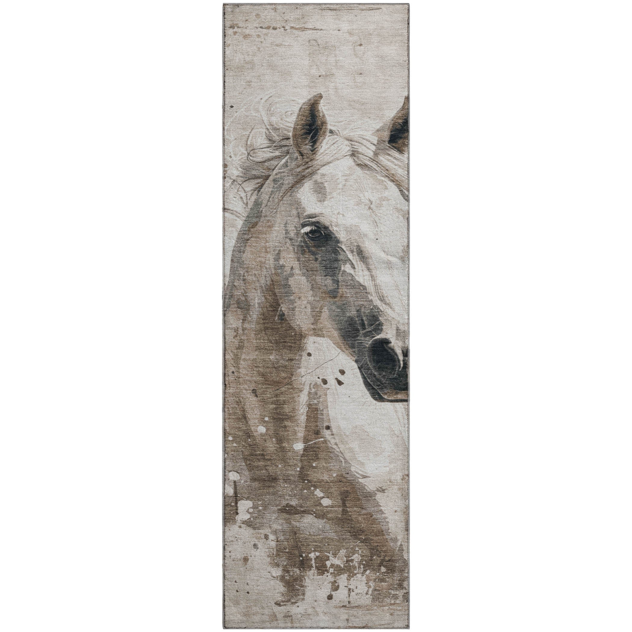 Split Machine Washable Transitional Ivory Rug 2'3" x 7'6" #shape_Runner