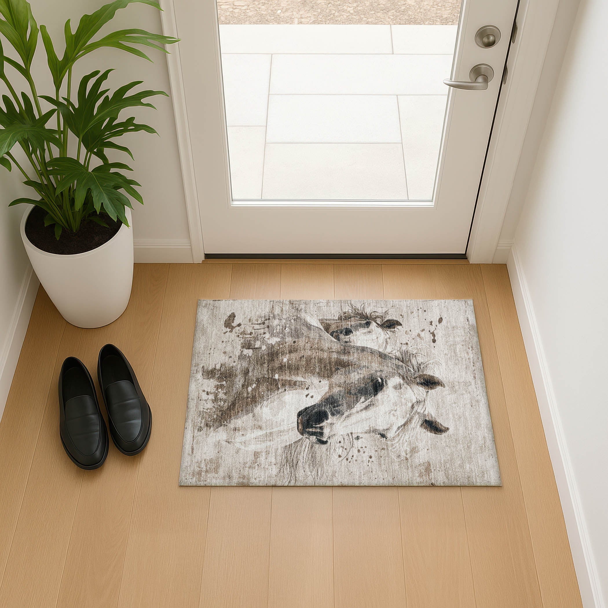 Split Machine Washable Transitional Ivory Rug 1'8" x 2'6" #shape_Rectangle