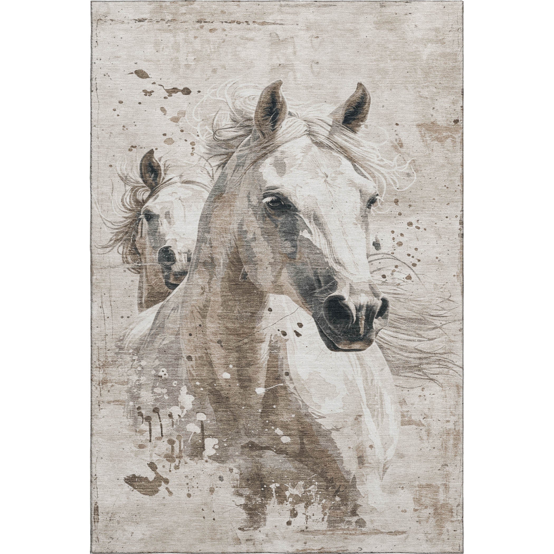 Split Machine Washable Transitional Ivory Rug 2'6" x 3'10" #shape_Rectangle