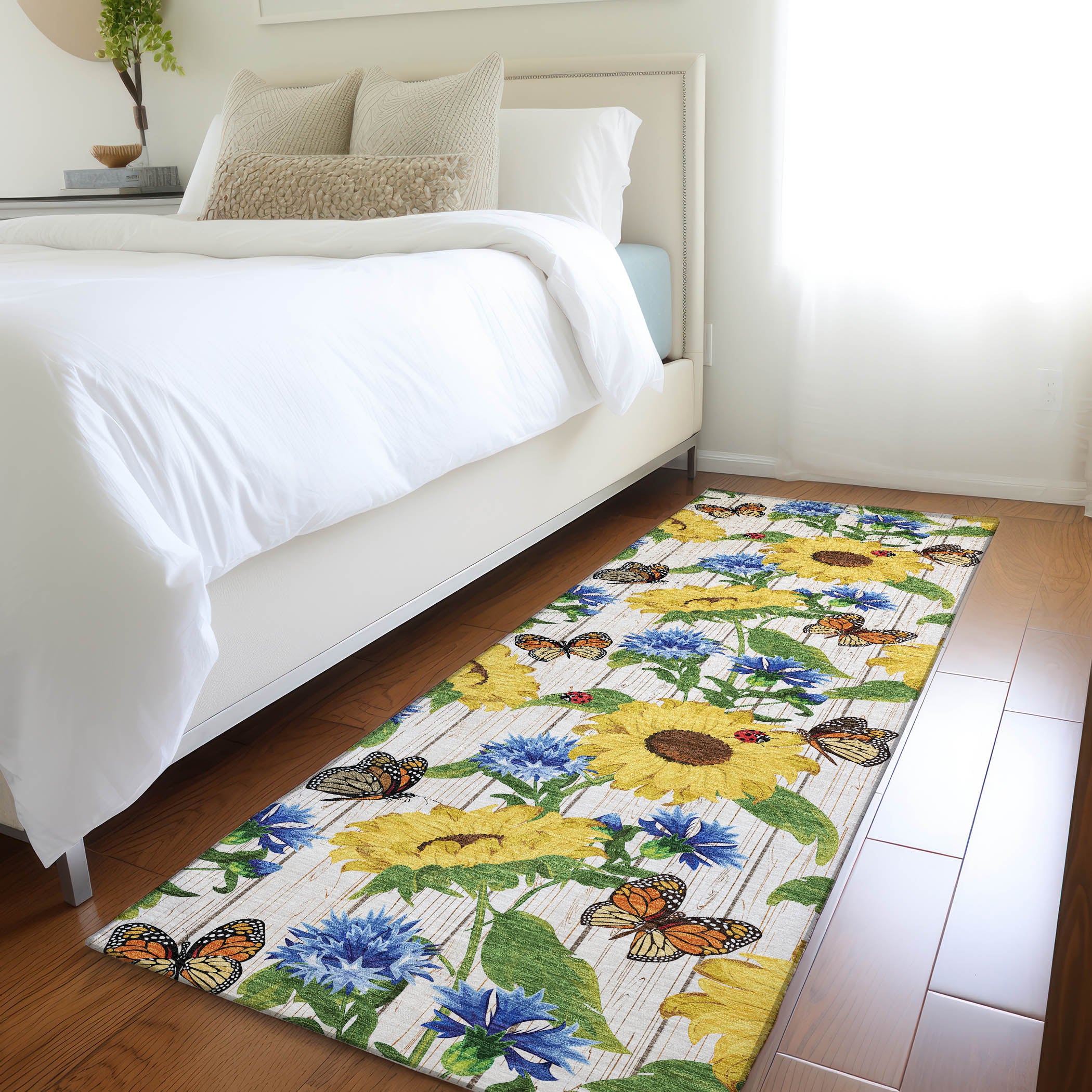 Oslo Machine Washable Kitchen Yellow Beige Rug 2'3" x 7'6" #shape_Runner