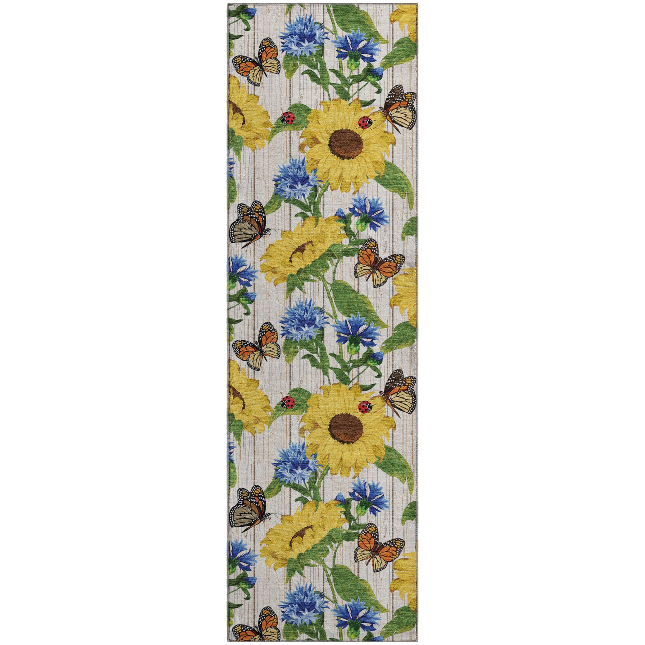 Oslo Machine Washable Kitchen Yellow Beige Rug 2'3" x 7'6" #shape_Runner