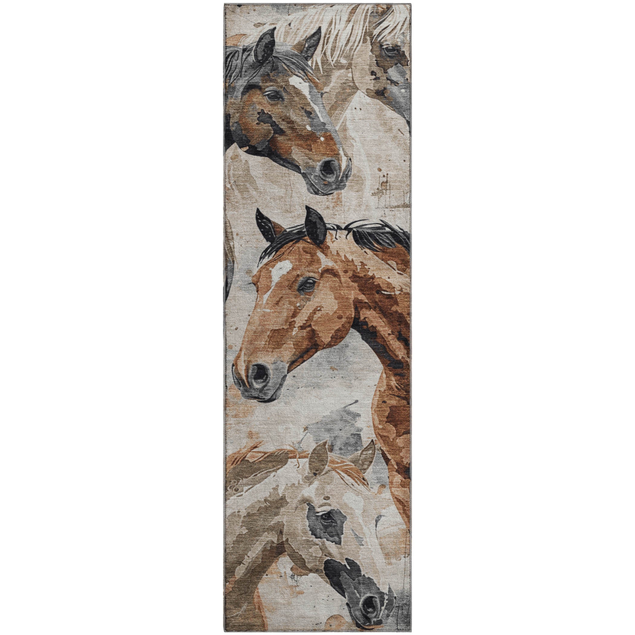 Oslo Machine Washable Transitional Beige Brown Rug 2'3" x 7'6" #shape_Runner