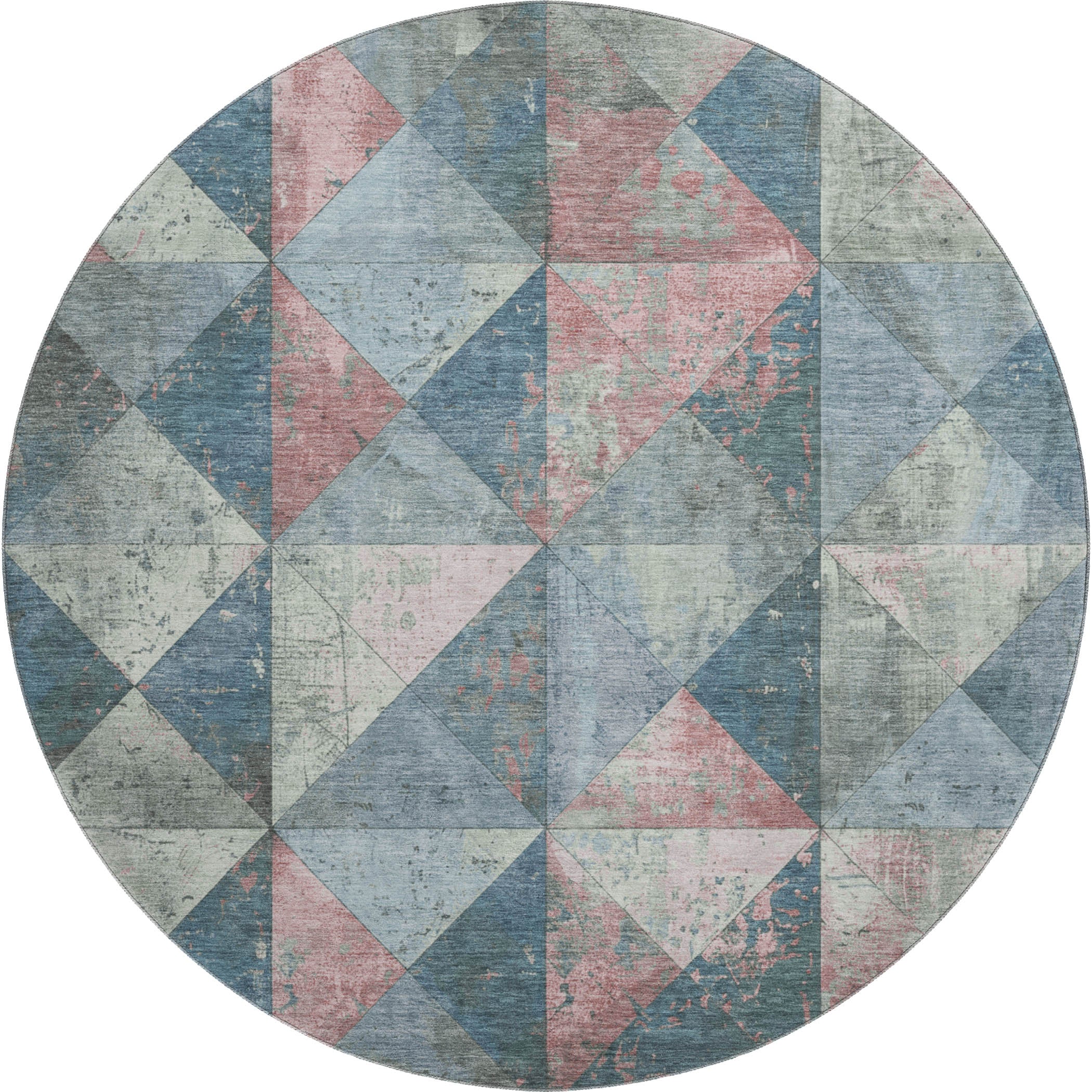 Havana Machine Washable Transitional Denim Blue Rug 8' x 8' #shape_Round
