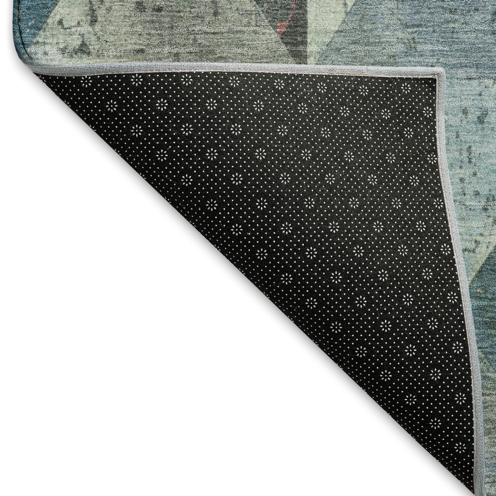 Havana Machine Washable Transitional Denim Blue Rug 1'8" x 2'6" #shape_Rectangle