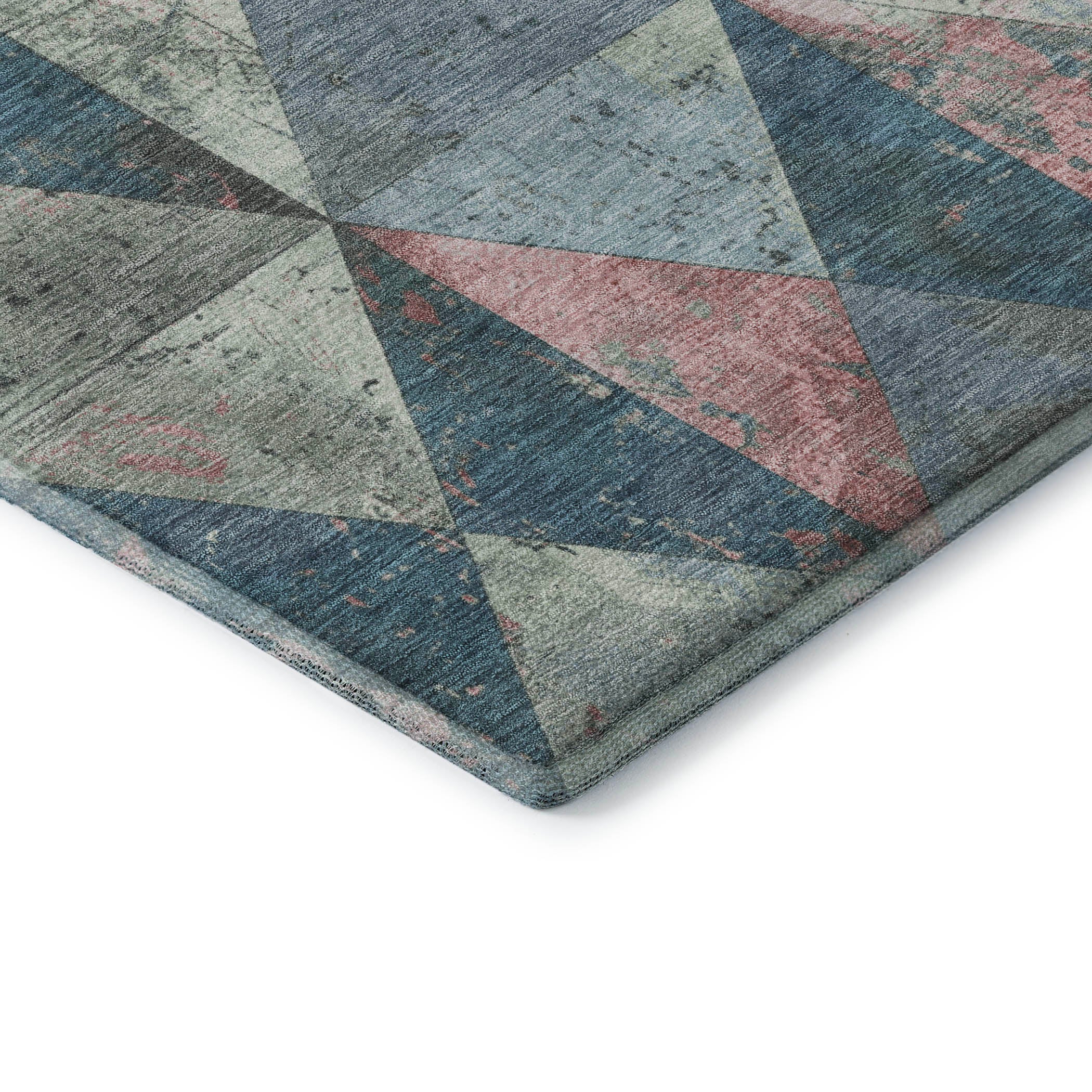 Havana Machine Washable Transitional Denim Blue Rug 1'8" x 2'6" #shape_Rectangle