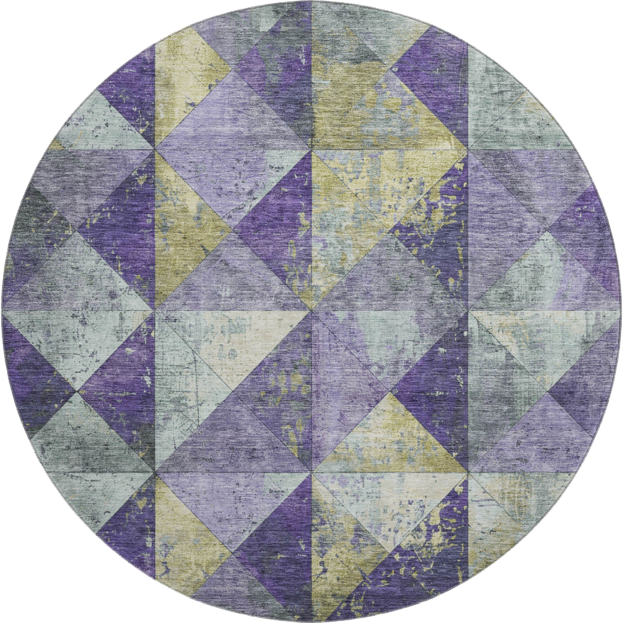 Havana Machine Washable Transitional Eggplant Purple Rug 8' x 8' #shape_Round