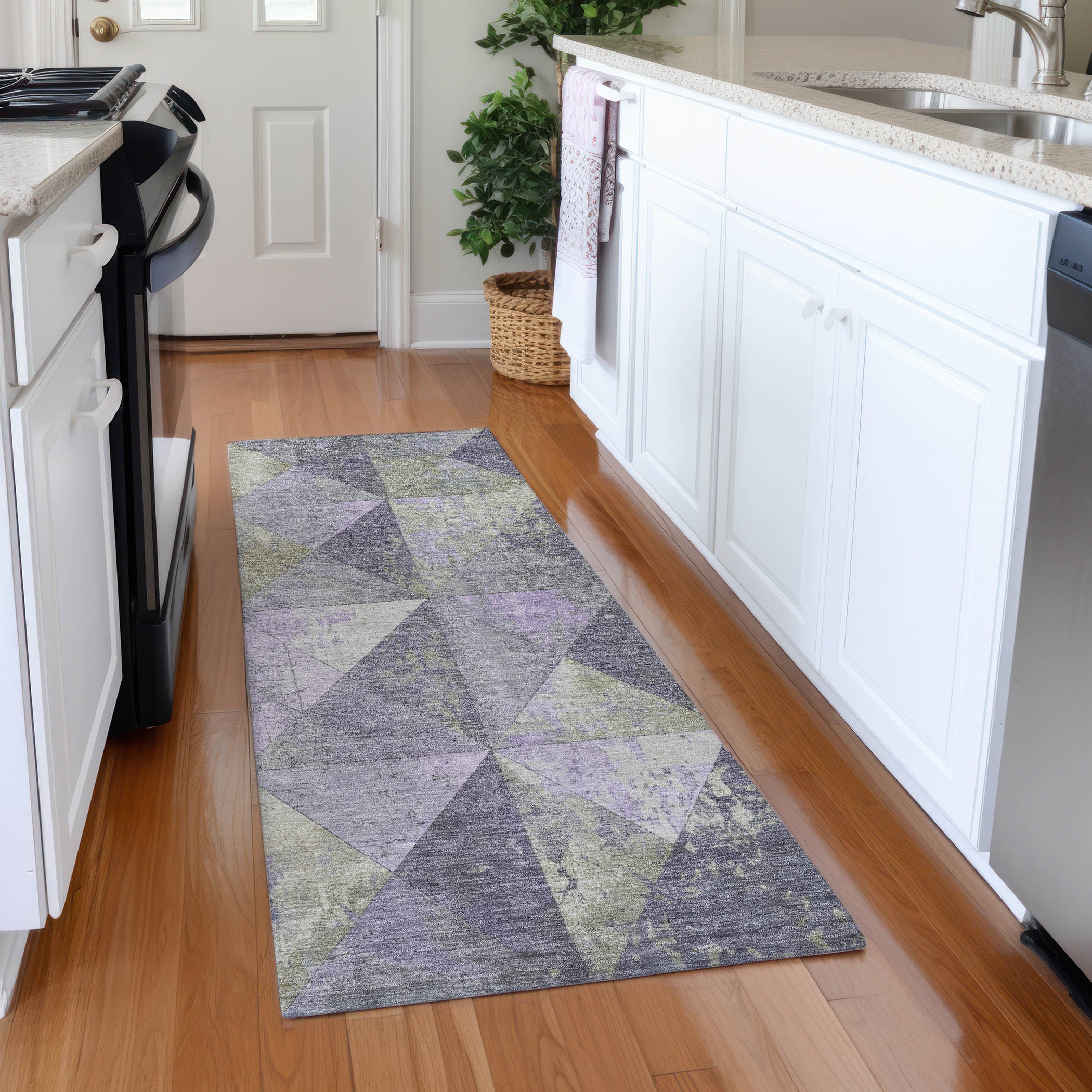 Havana Machine Washable Transitional Lavender Purple Rug 2'3" x 7'6" #shape_Runner