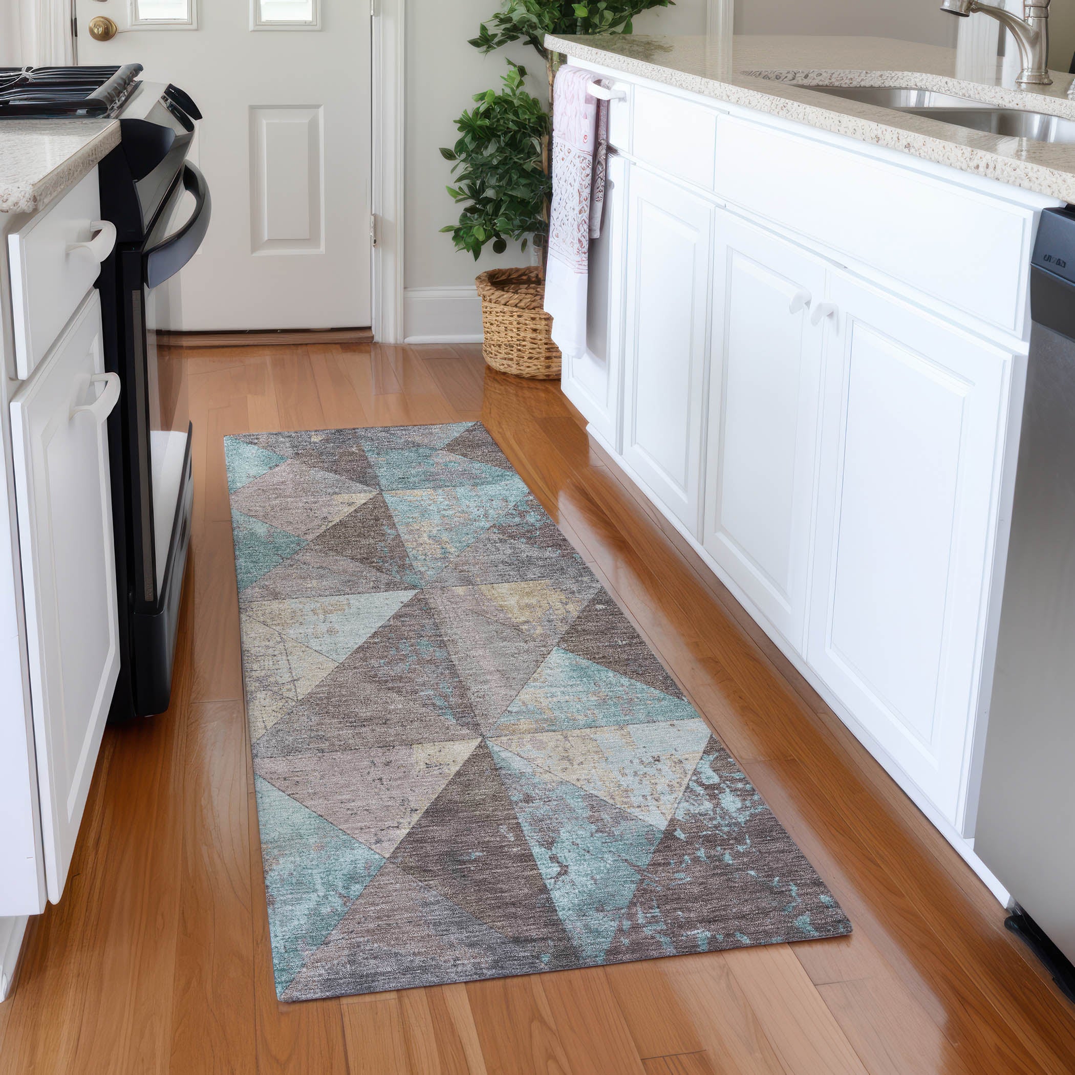 Havana Machine Washable Transitional Mocha Brown Rug 2'3" x 7'6" #shape_Runner