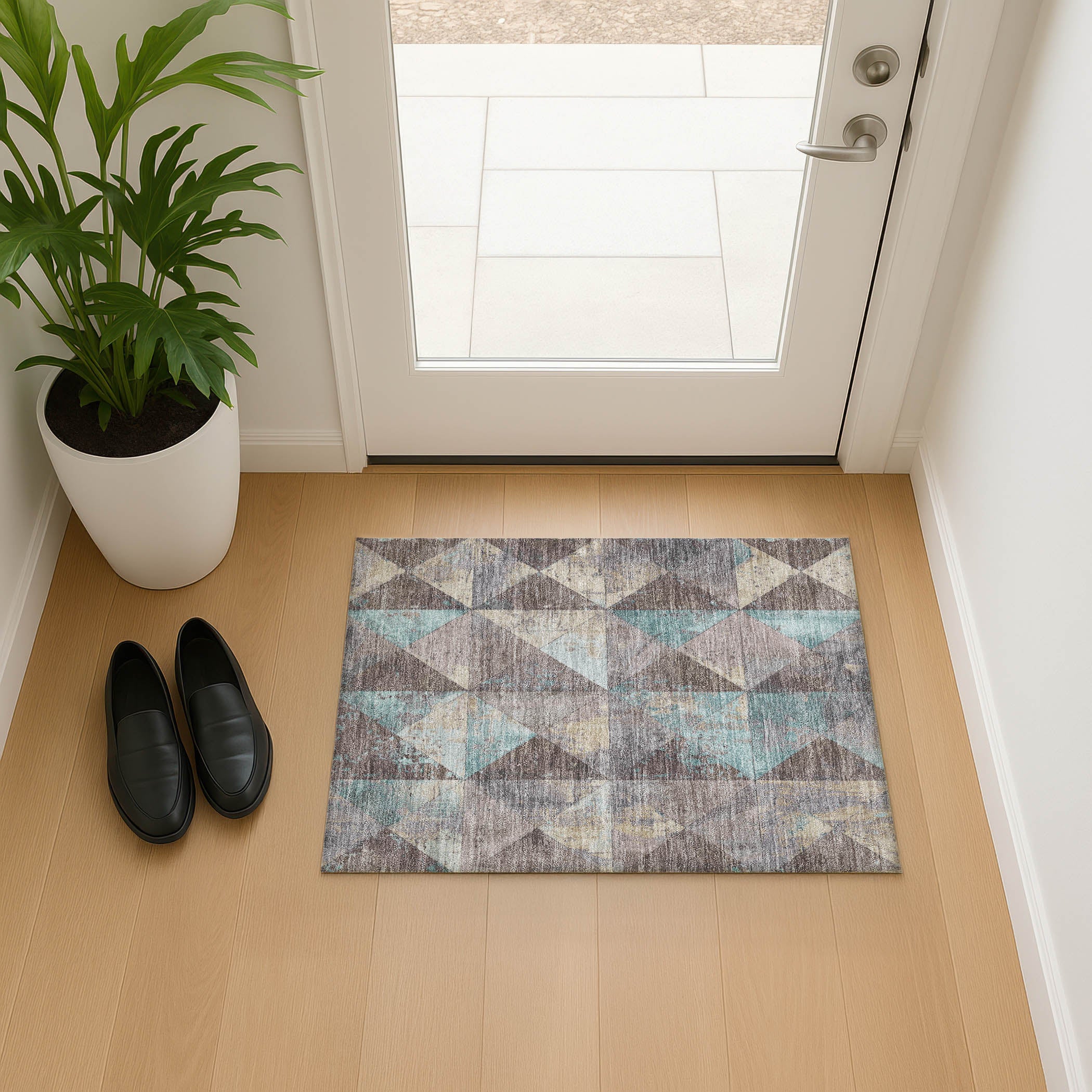Havana Machine Washable Transitional Mocha Brown Rug 1'8" x 2'6" #shape_Rectangle