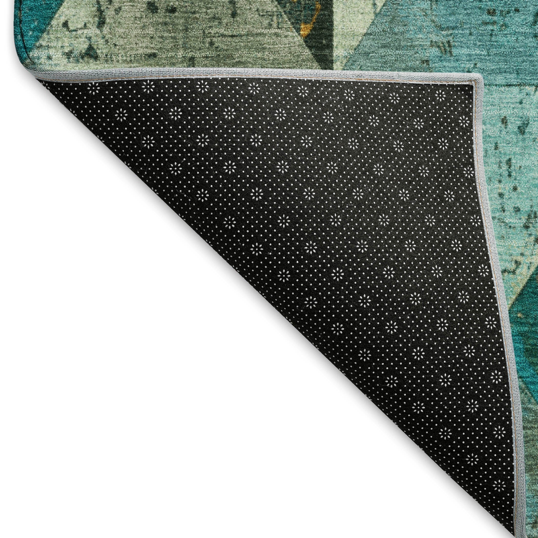Havana Machine Washable Transitional Teal Rug 1'8" x 2'6" #shape_Rectangle