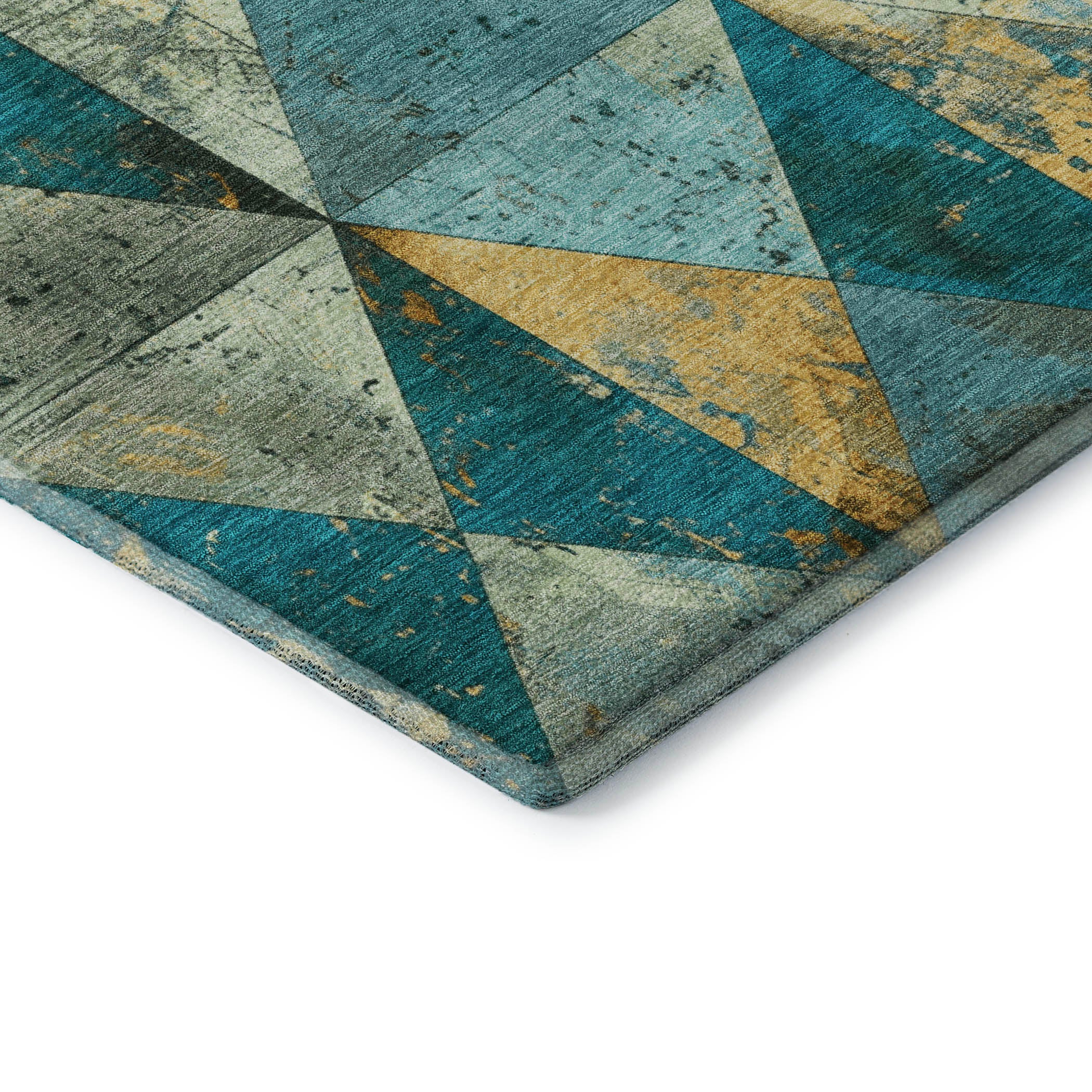 Havana Machine Washable Transitional Teal Rug 1'8" x 2'6" #shape_Rectangle