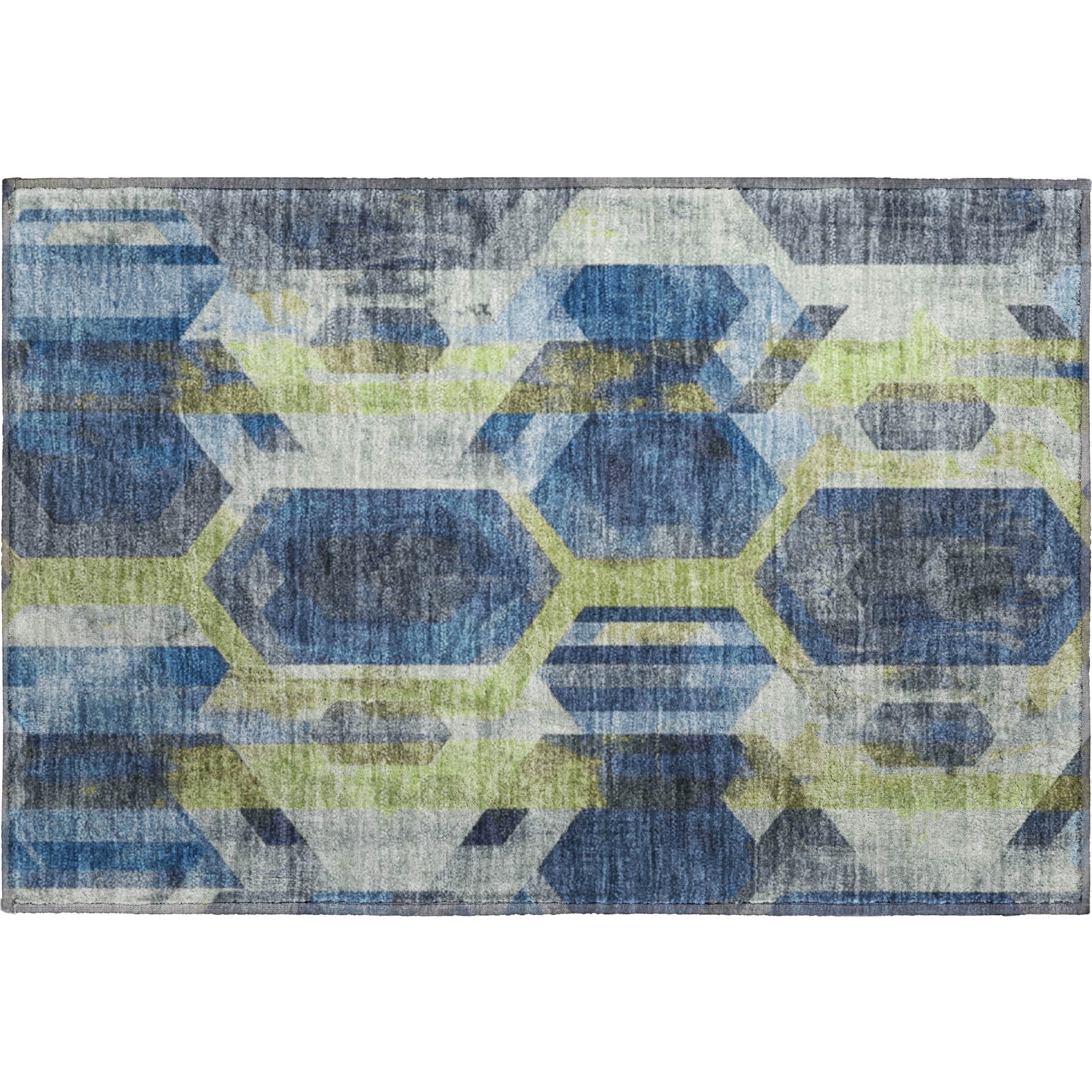 Montevideo Machine Washable Transitional Navy Blue Rug 1'8" x 2'6" #shape_Rectangle