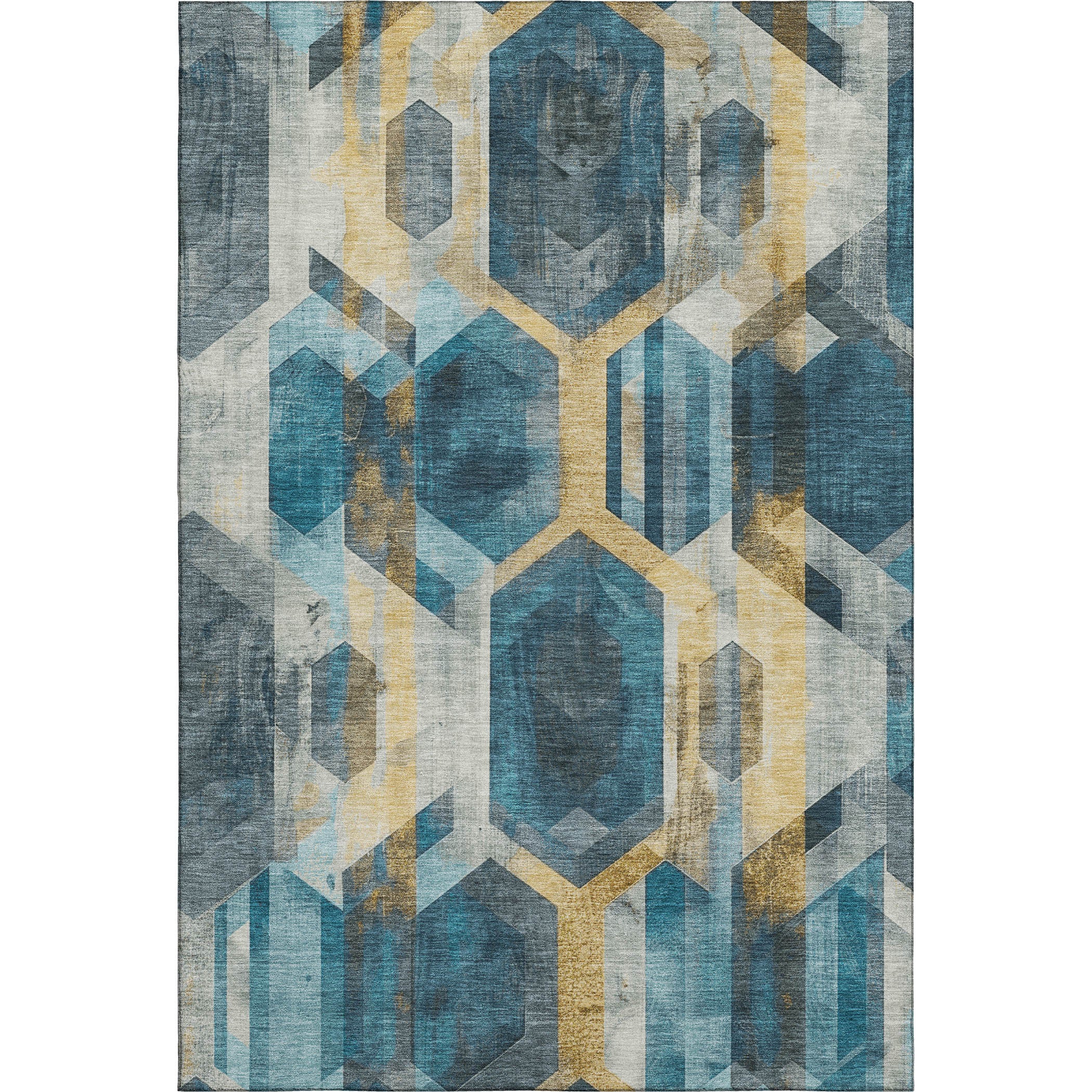 Montevideo Machine Washable Transitional Teal Rug 2'6" x 3'10" #shape_Rectangle