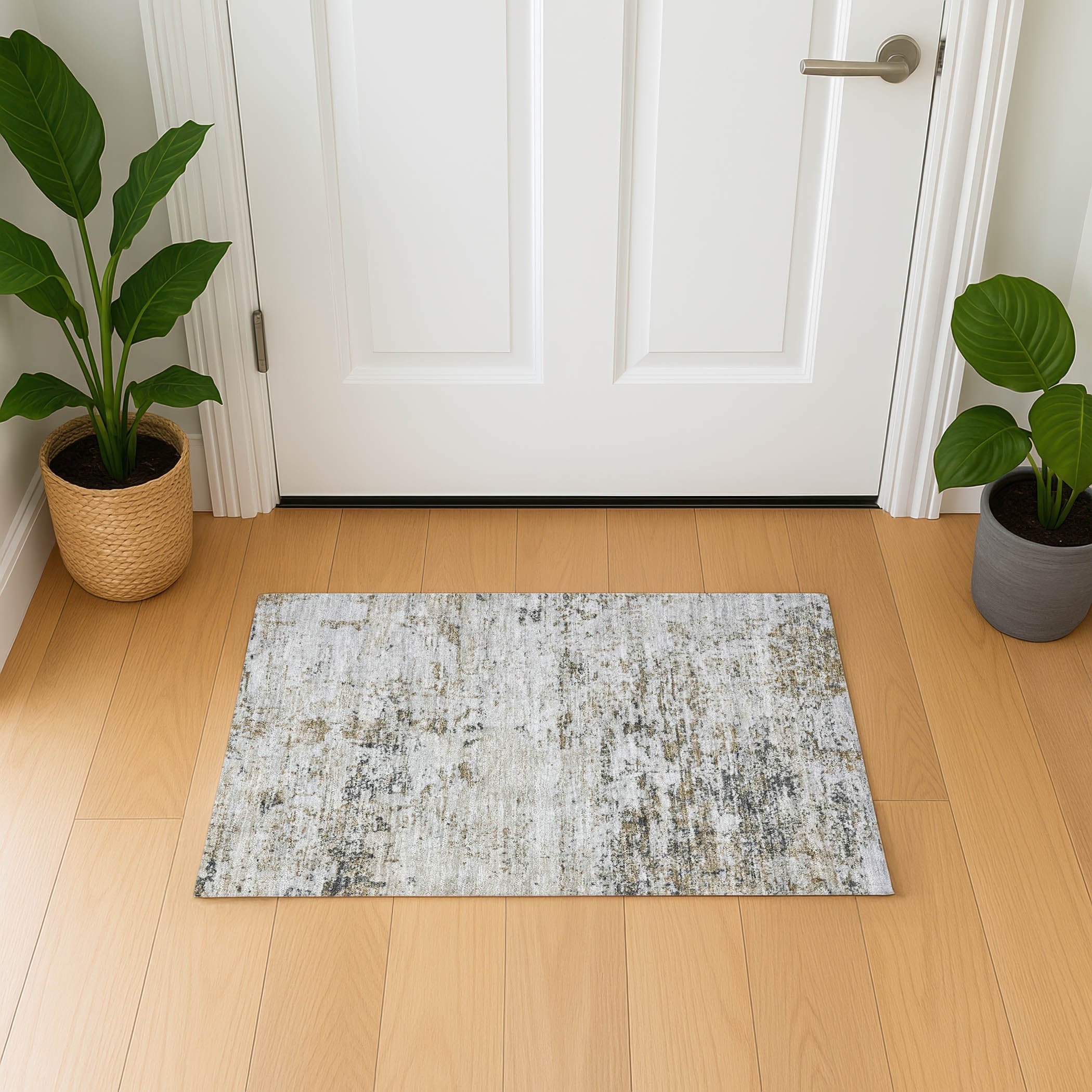 Queenstown Machine Washable Transitional Beige Brown Rug 1'8" x 2'6" #shape_Rectangle
