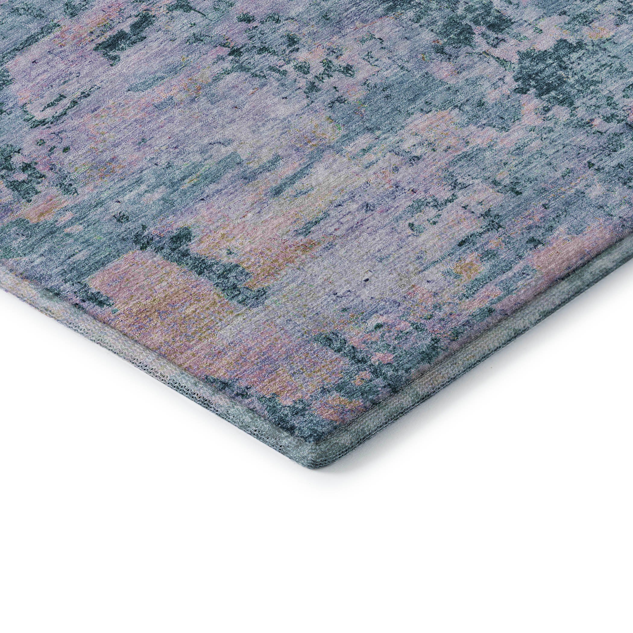 Queenstown Machine Washable Transitional Blue Rug 1'8" x 2'6" #shape_Rectangle