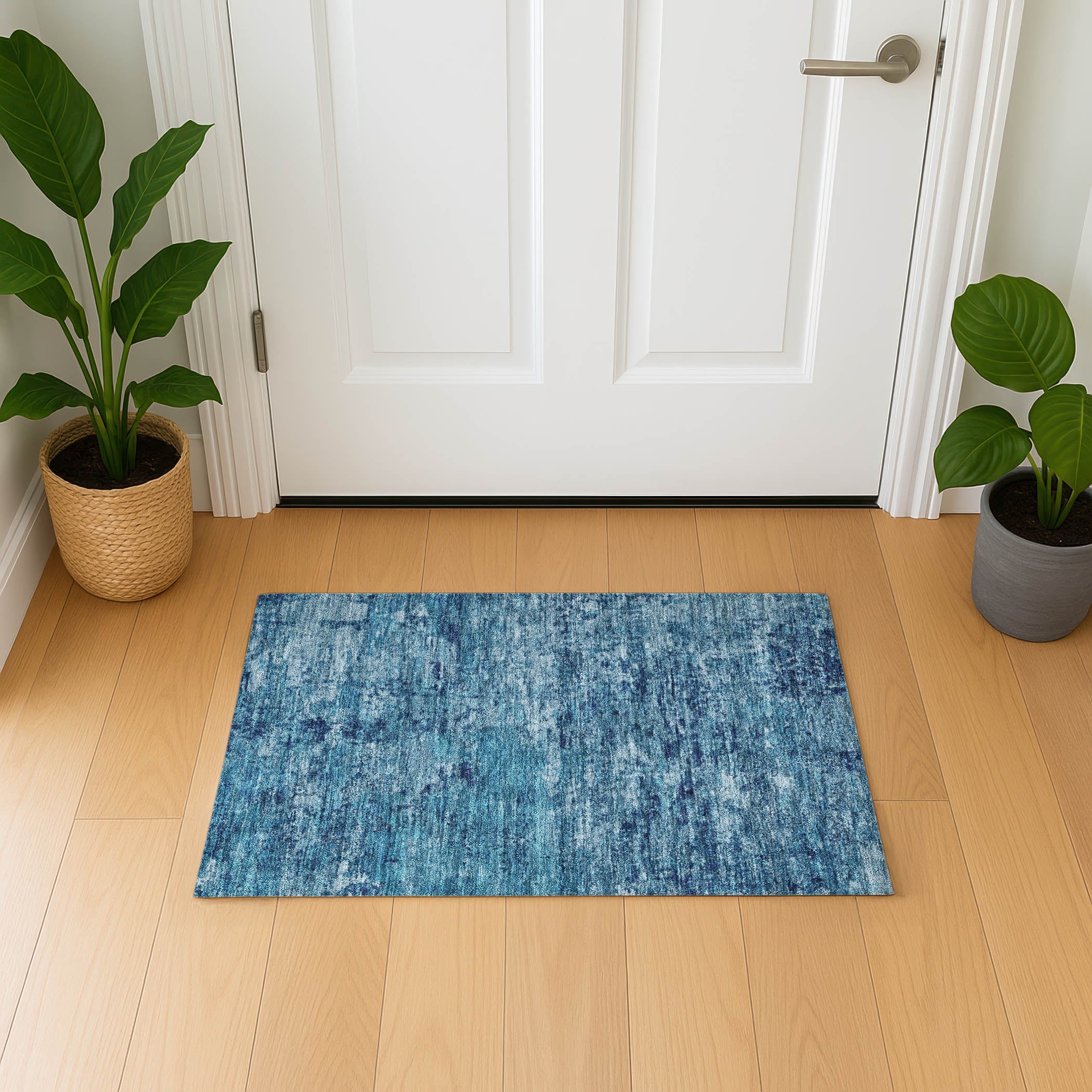 Queenstown Machine Washable Transitional Denim Blue Rug 1'8" x 2'6" #shape_Rectangle
