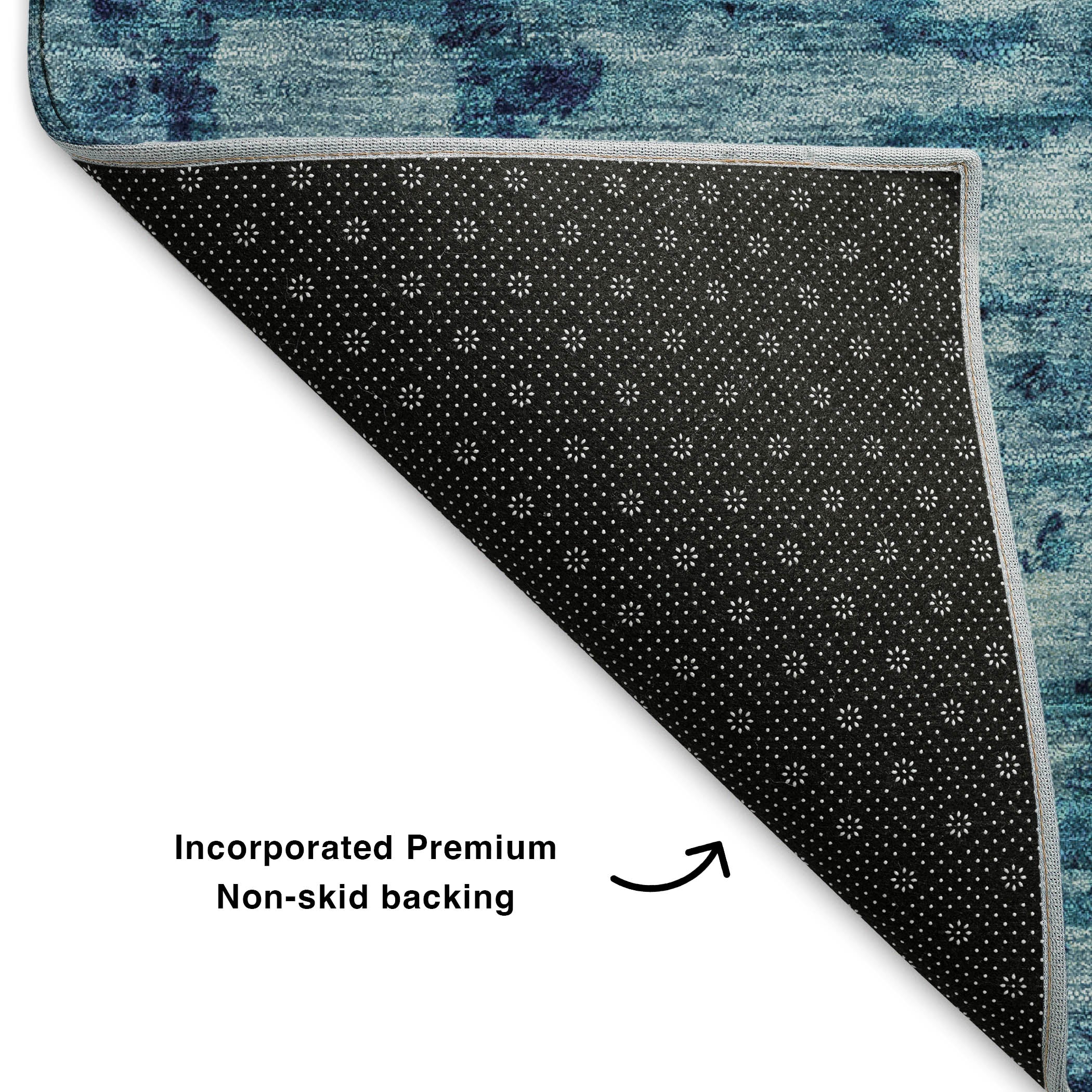Queenstown Machine Washable Transitional Denim Blue Rug 1'8" x 2'6" #shape_Rectangle