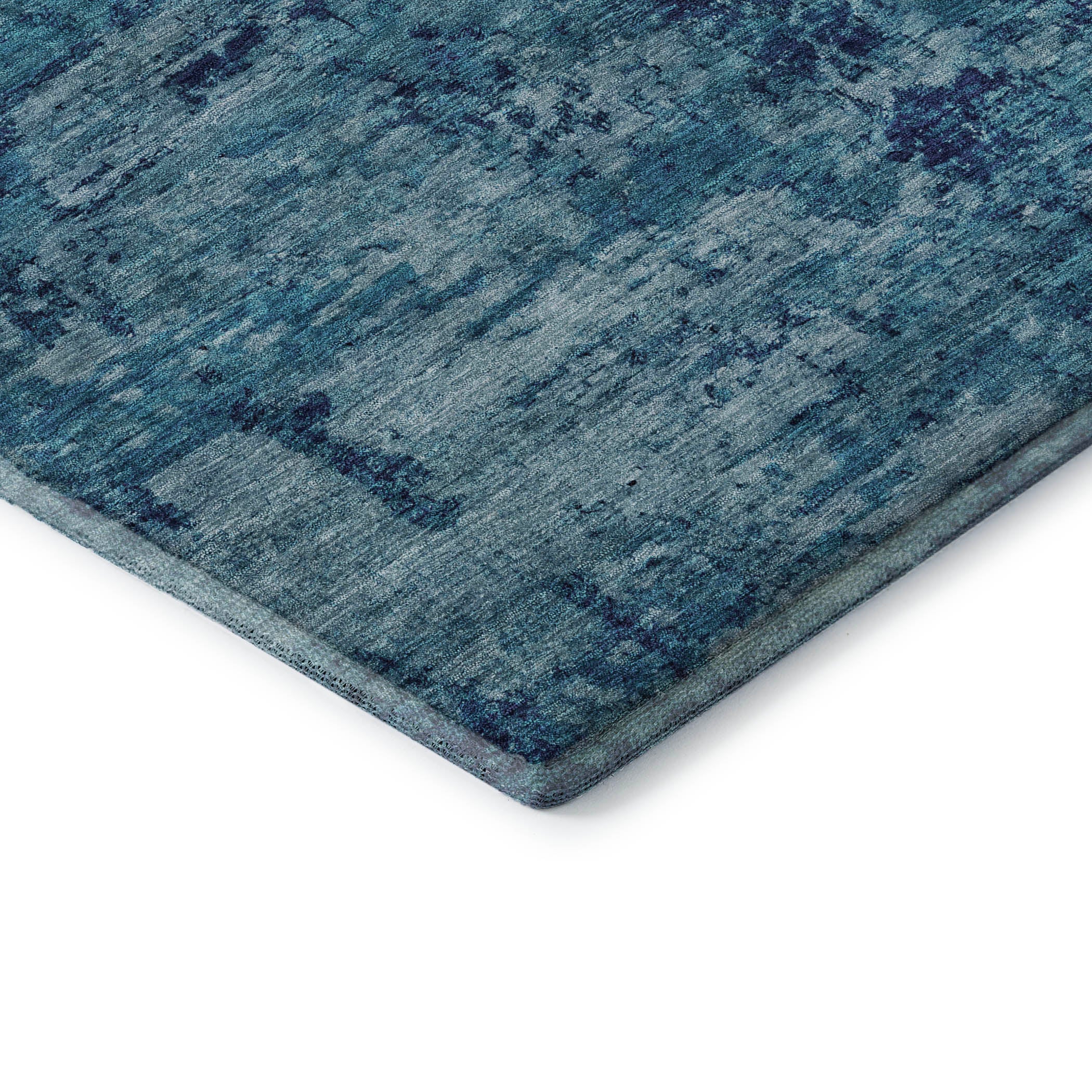 Queenstown Machine Washable Transitional Denim Blue Rug 1'8" x 2'6" #shape_Rectangle