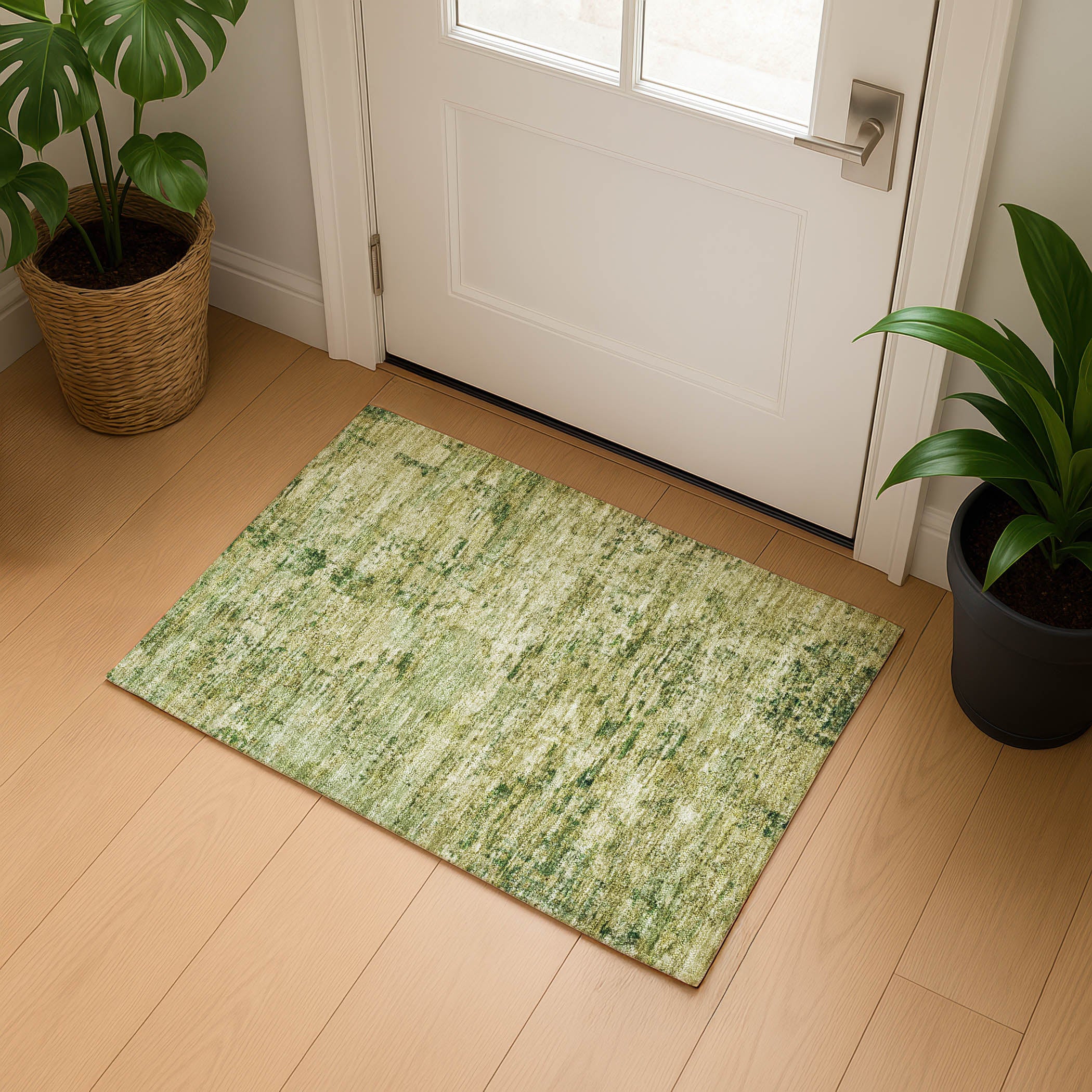 Queenstown Machine Washable Transitional Fern Green Rug 1'8" x 2'6" #shape_Rectangle