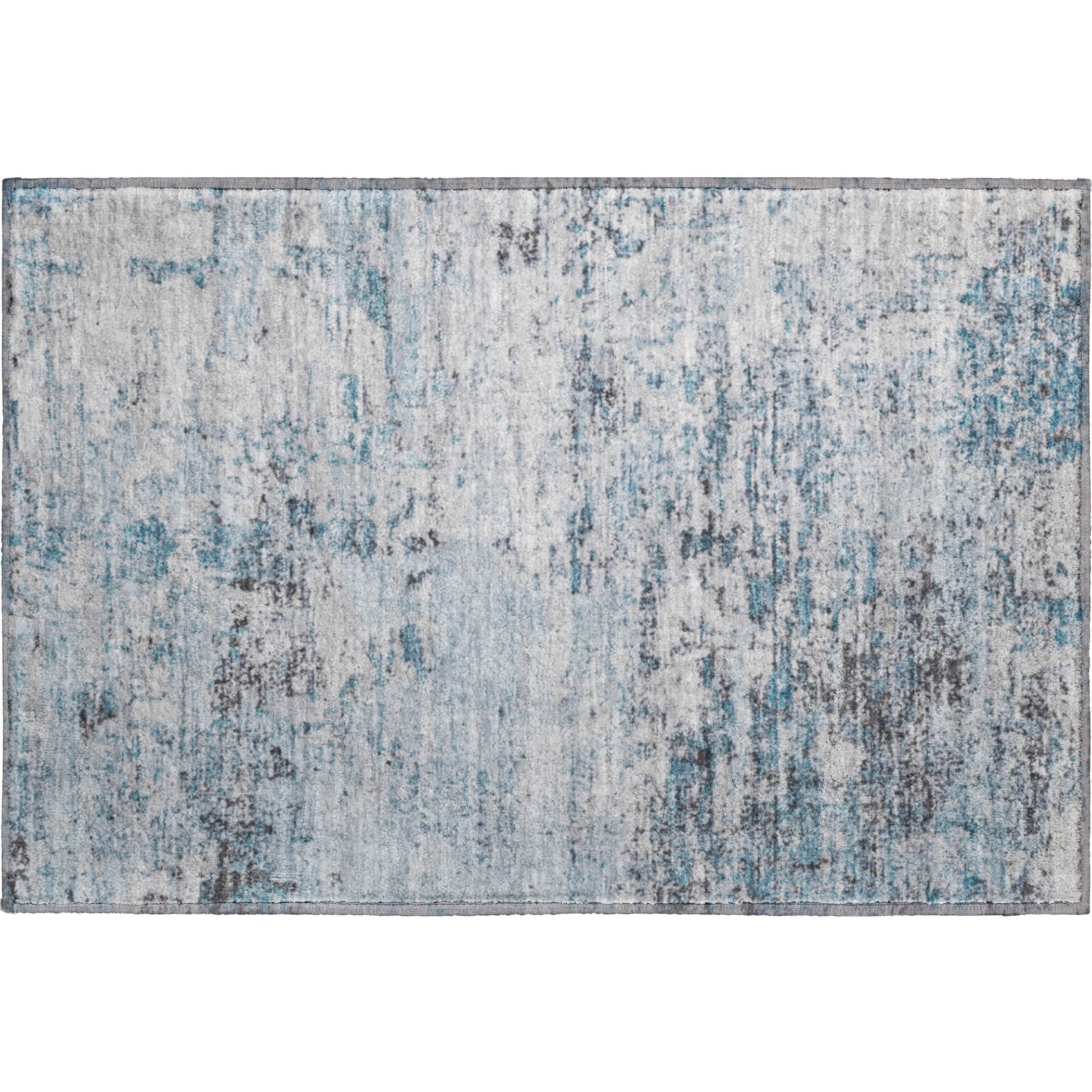 Queenstown Machine Washable Transitional Sky Blue Rug 1'8" x 2'6" #shape_Rectangle