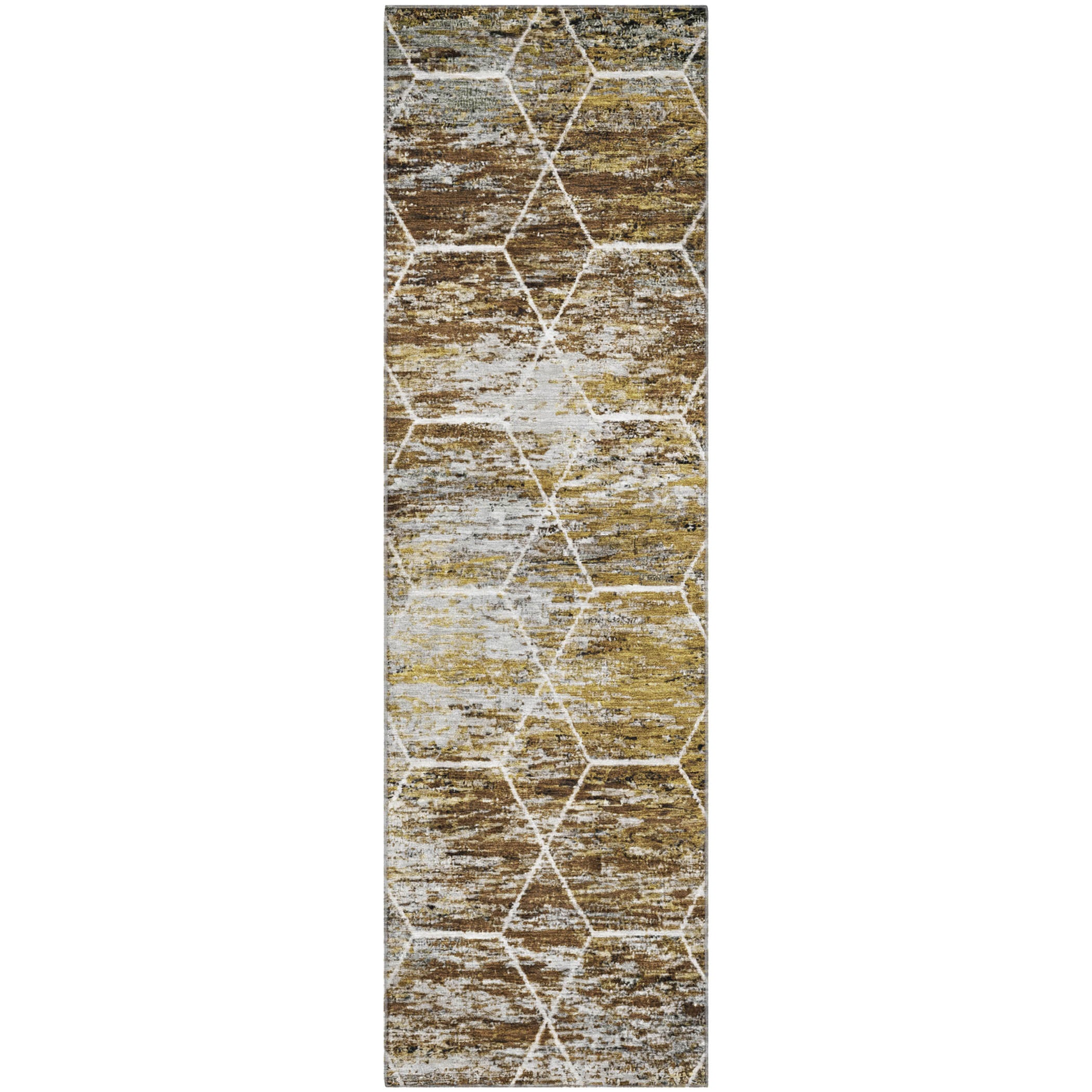 Seoul Machine Washable Transitional Brown Rug 2'3" x 7'6" #shape_Runner