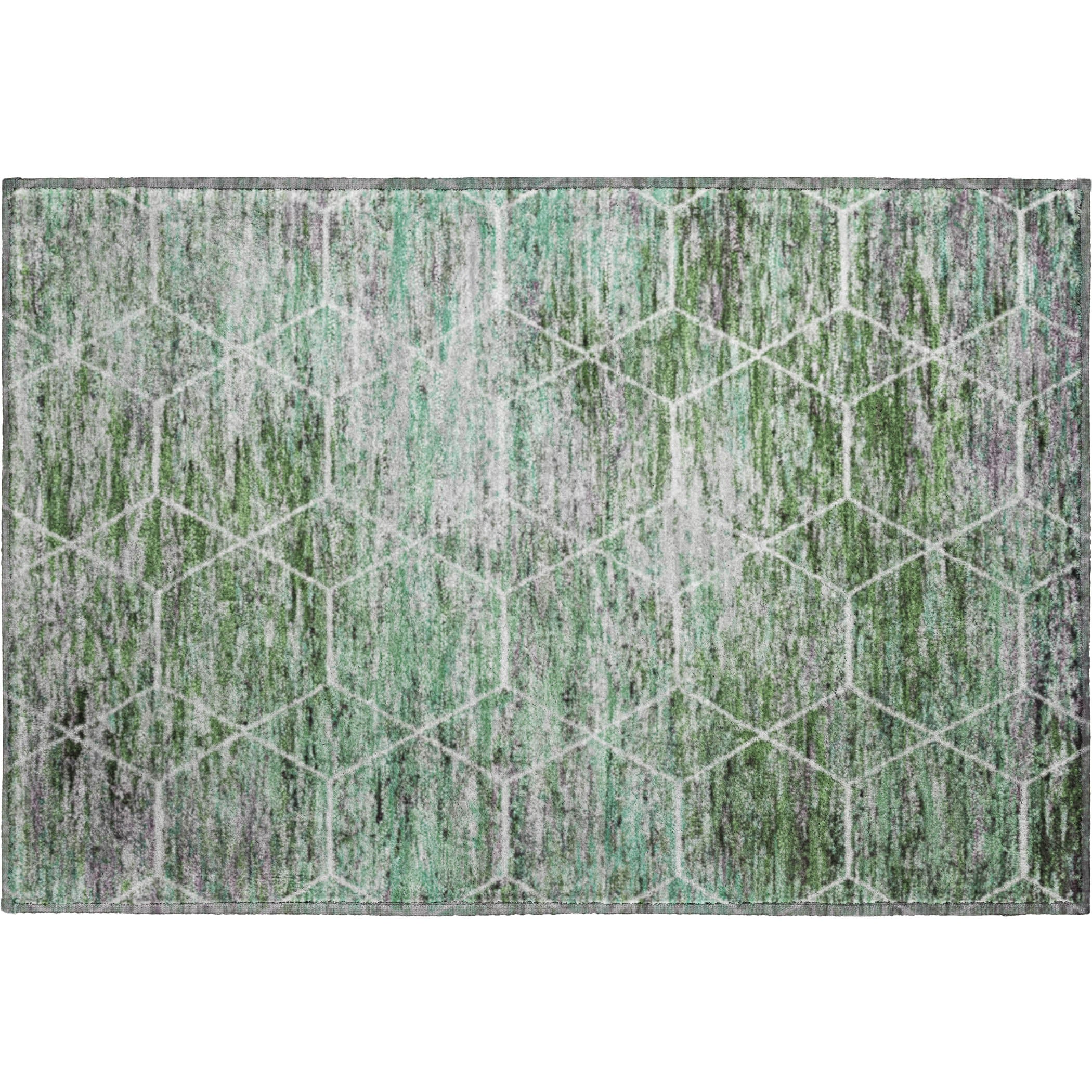 Seoul Machine Washable Transitional Green Rug 1'8" x 2'6" #shape_Rectangle