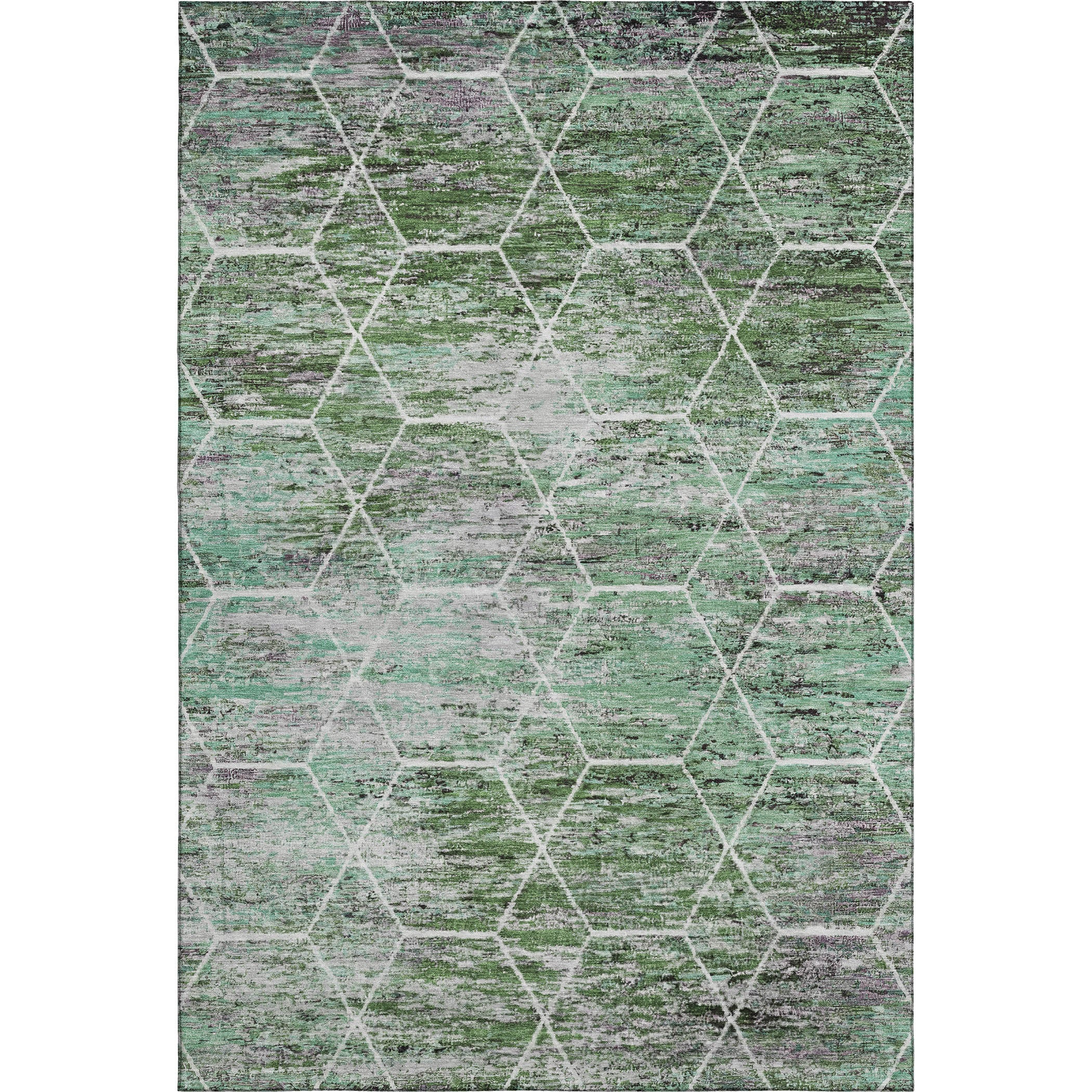 Seoul Machine Washable Transitional Green Rug 2'6" x 3'10" #shape_Rectangle