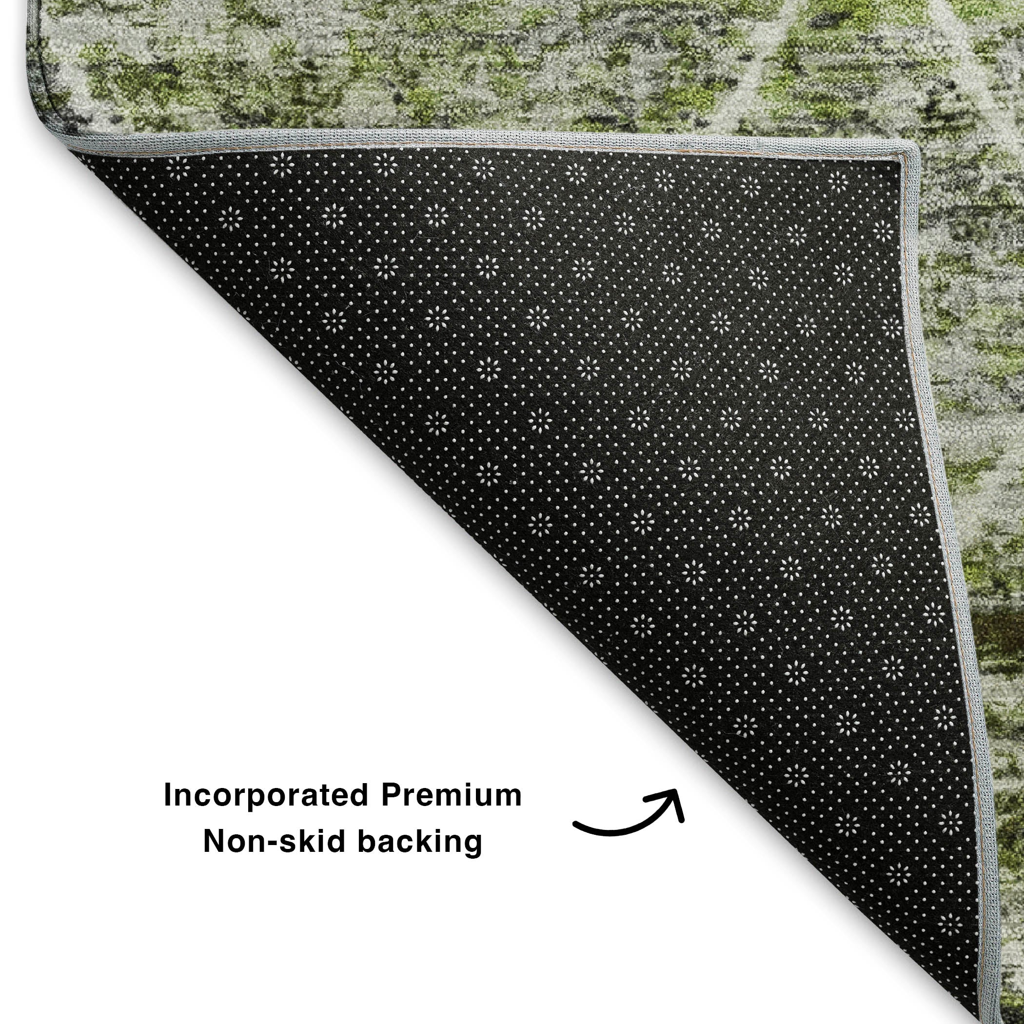 Seoul Machine Washable Transitional Olive Green Rug 1'8" x 2'6" #shape_Rectangle