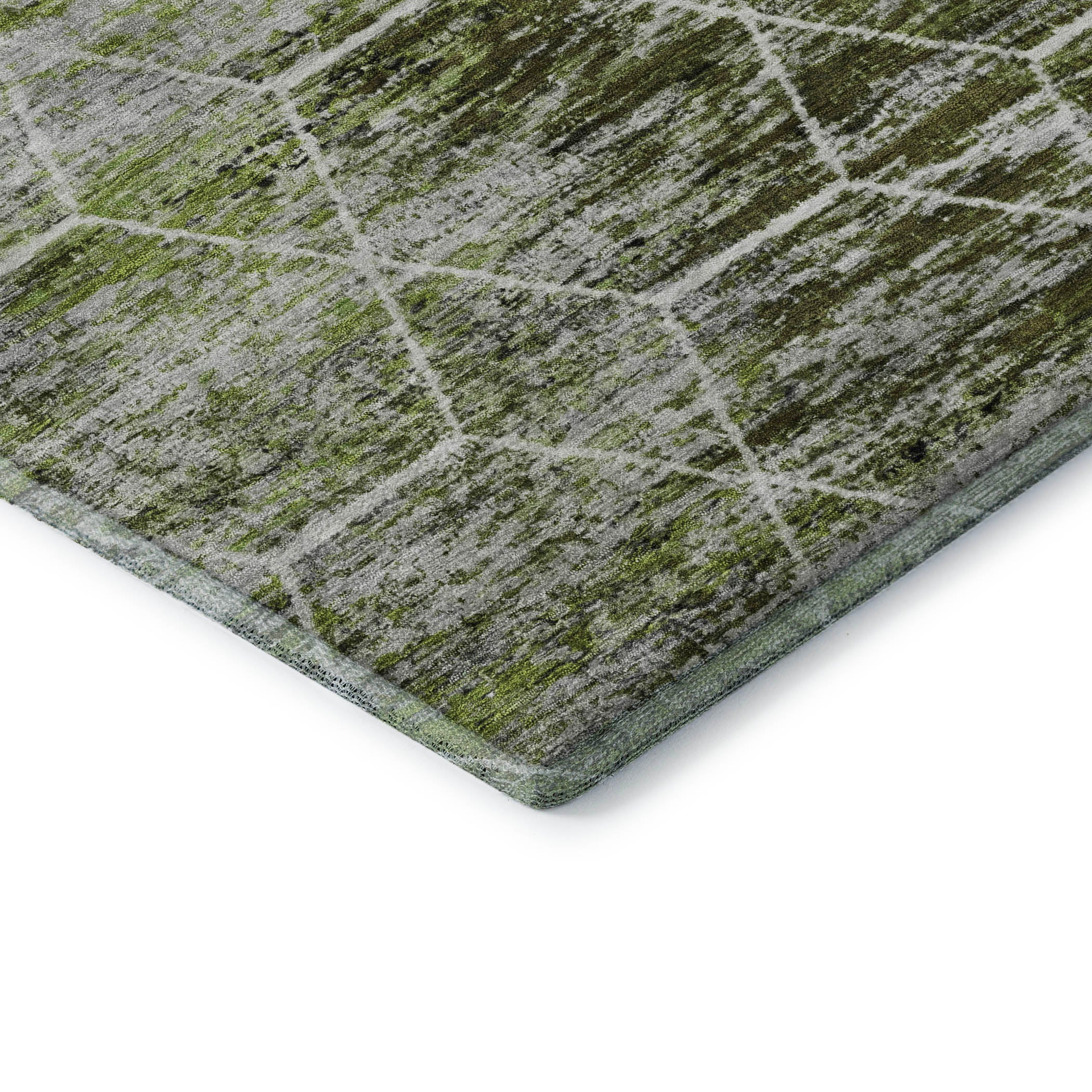 Seoul Machine Washable Transitional Olive Green Rug 1'8" x 2'6" #shape_Rectangle