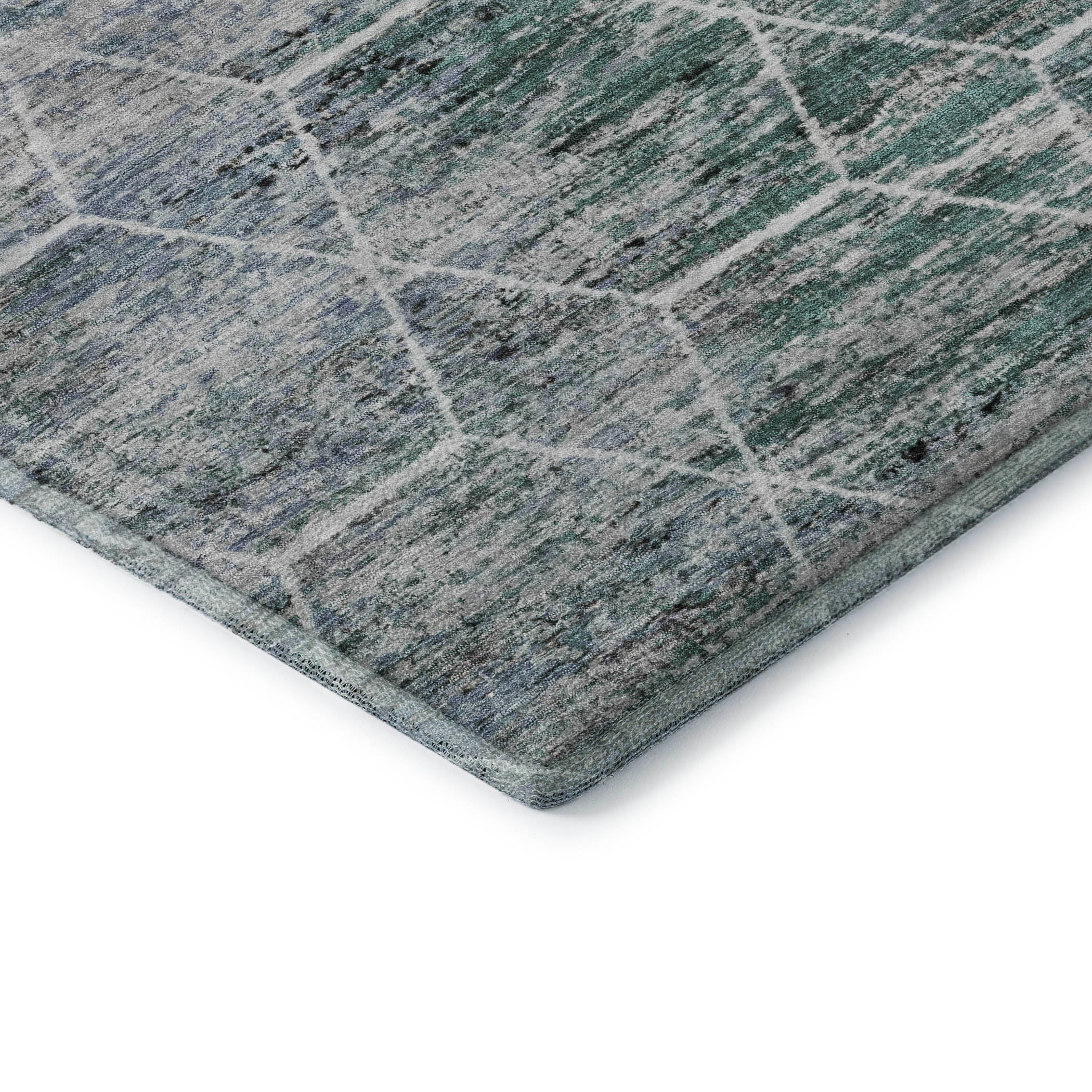 Seoul Machine Washable Transitional Teal Rug 1'8" x 2'6" #shape_Rectangle