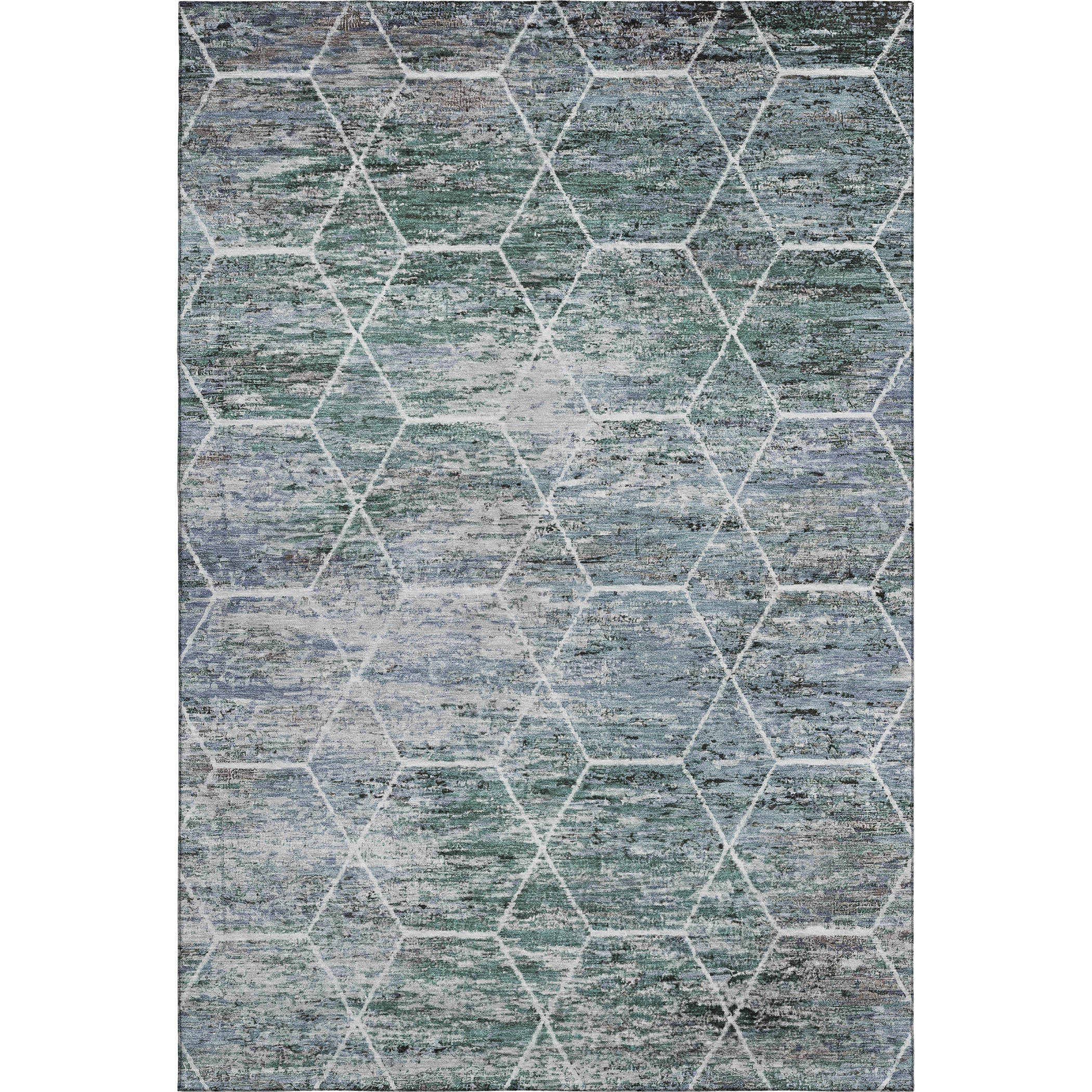 Seoul Machine Washable Transitional Teal Rug 2'6" x 3'10" #shape_Rectangle