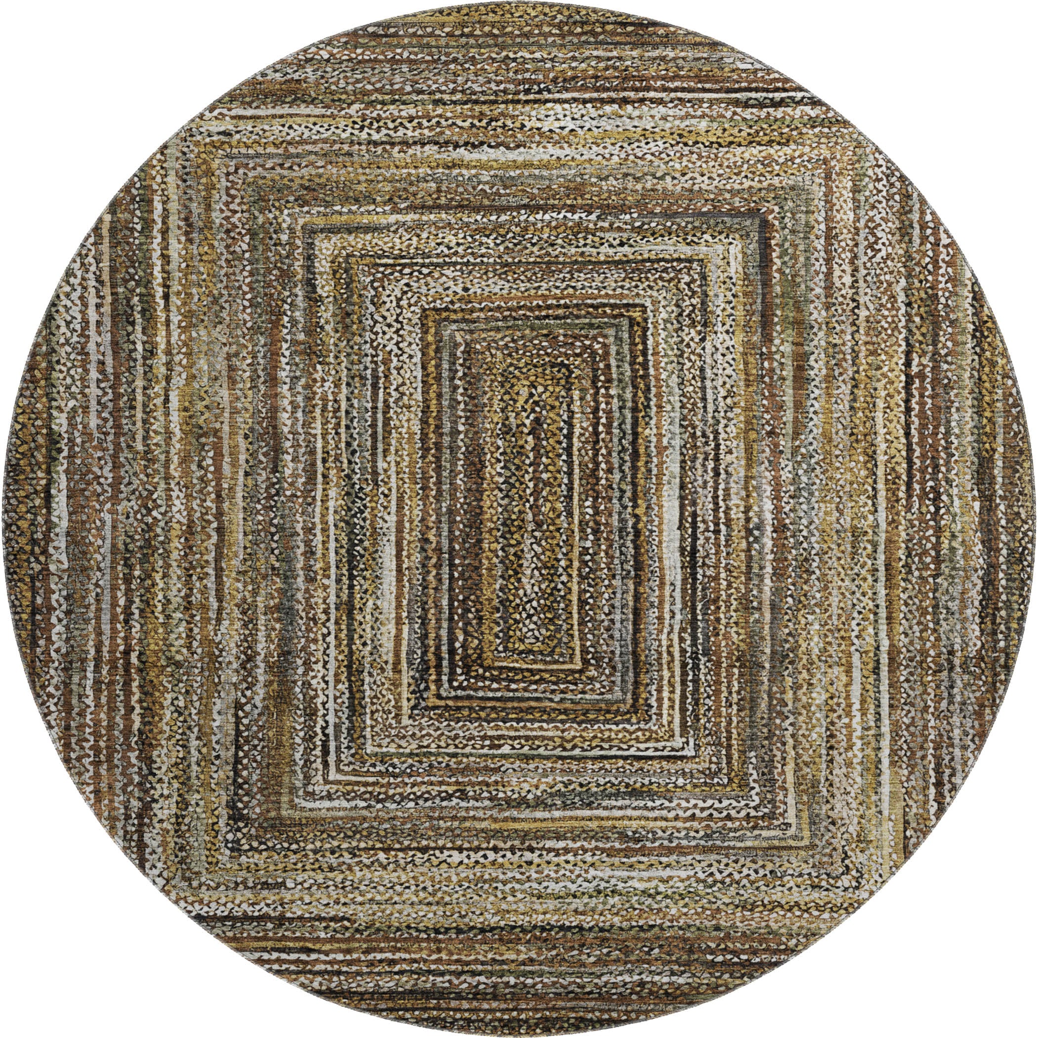 Vienna Machine Washable Transitional Brown Rug 8' x 8' #shape_Round